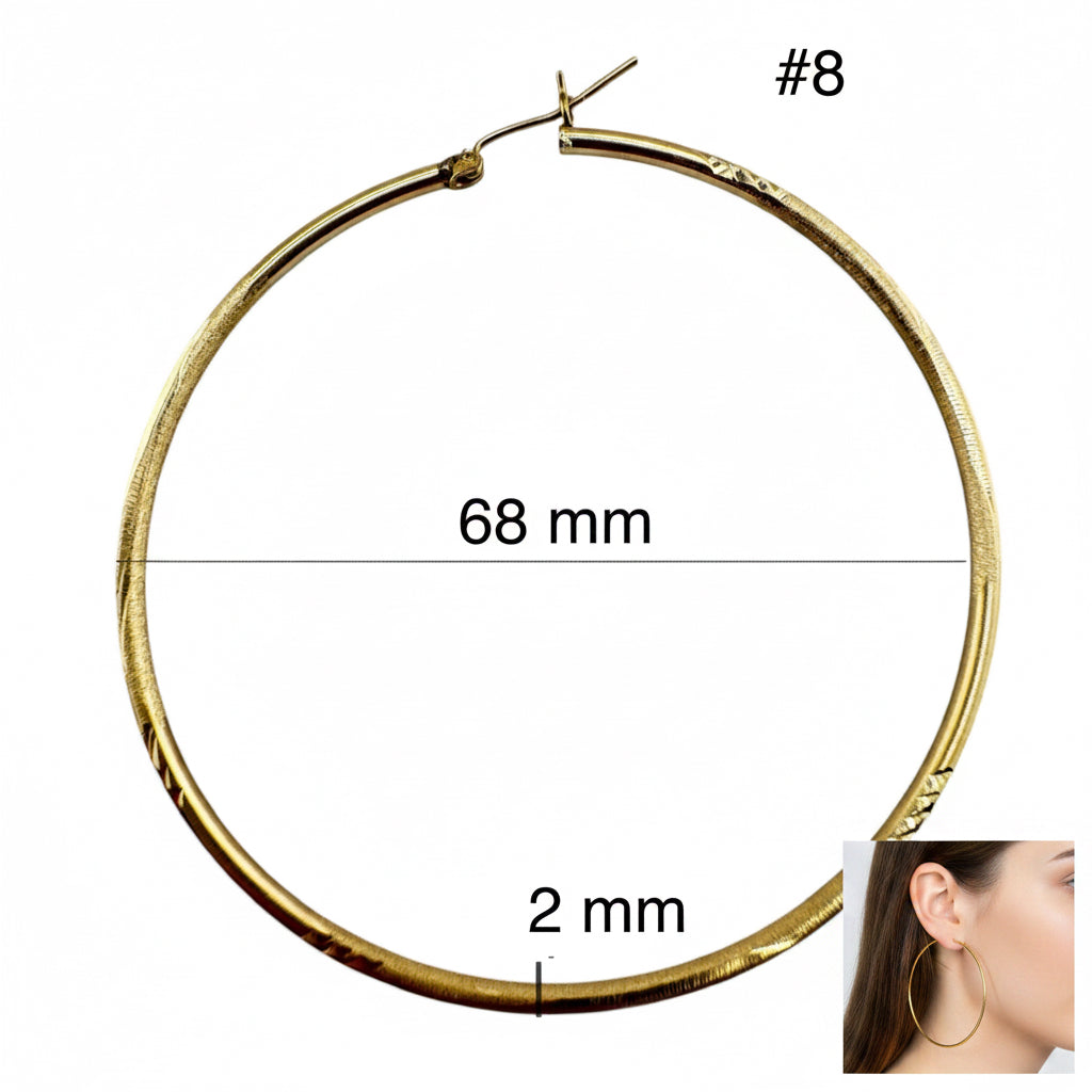 Argolla en oro 14K de forma fina extragrande, medida 2 x 68 mm, diseño llamativo y elegante para realzar cualquier estilo, TuOro.