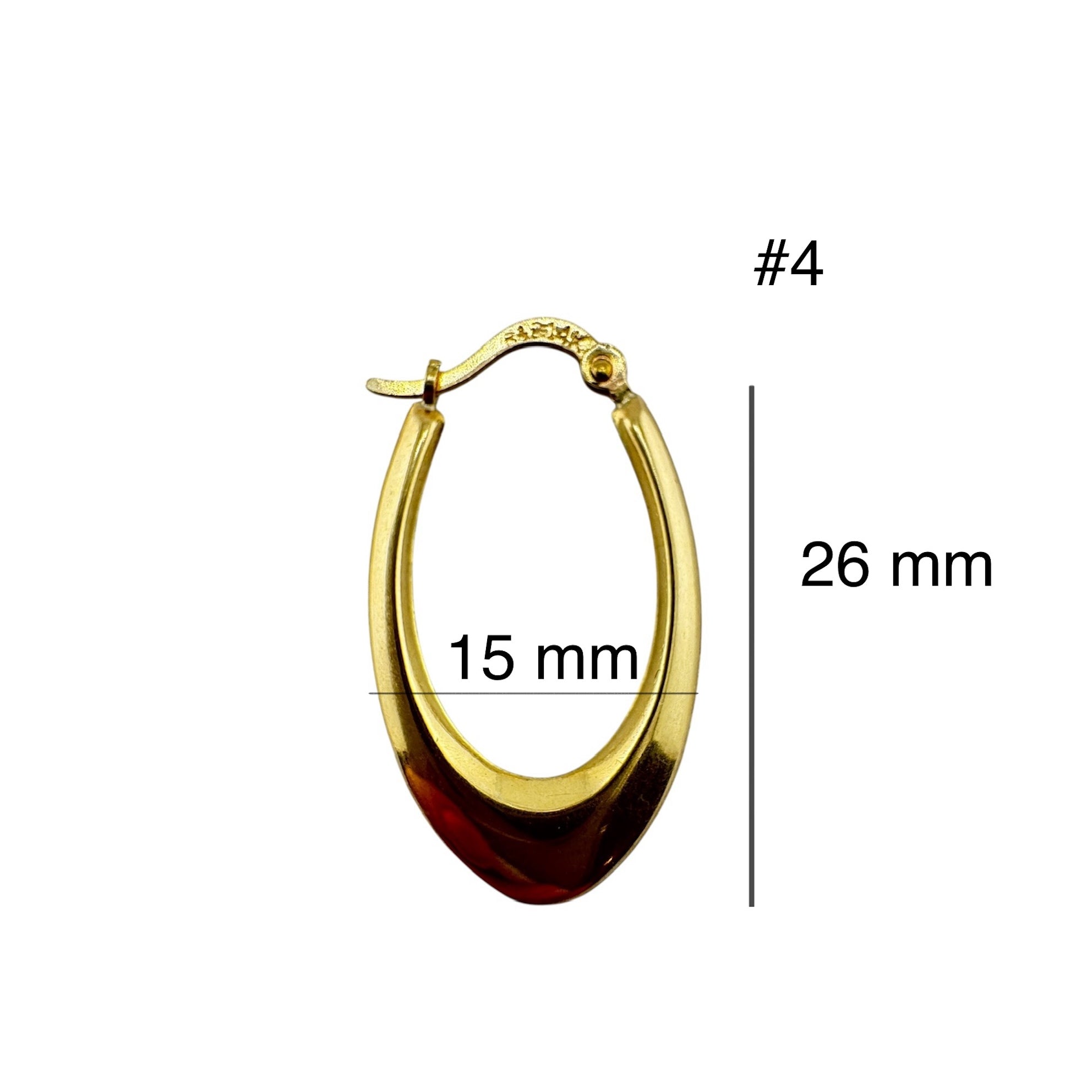 “Argolla en oro 14K con diseño ovalado mediano, medida 15 x 26 mm, elegante y versátil para uso diario o formal.”