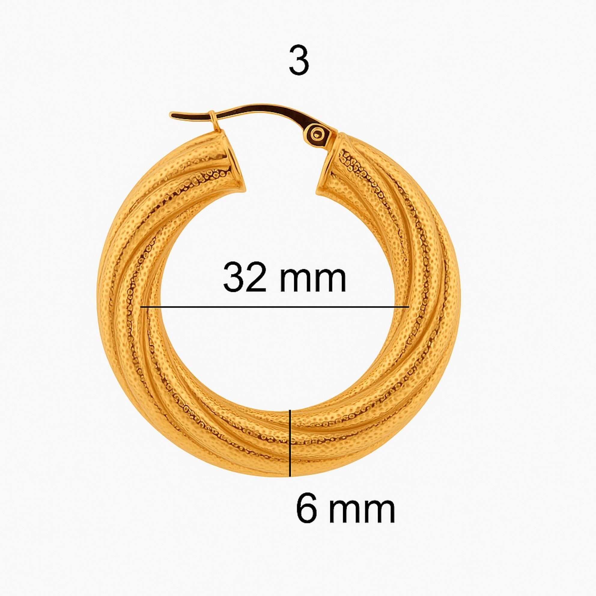 Argolla torcida satinada en oro 14K de 6x32 mm – Joyería TuOro