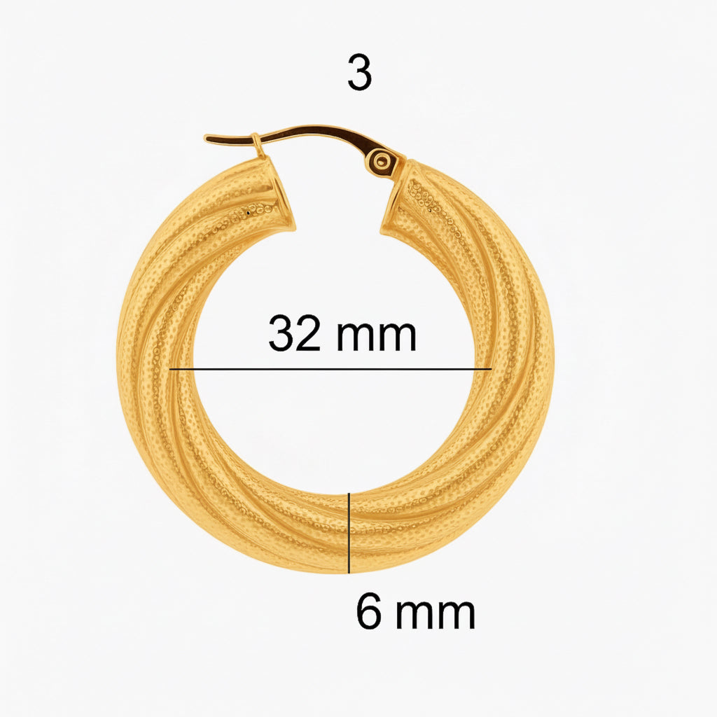 Argolla torcida satinada en oro 14K de 6x32 mm – Joyería TuOro