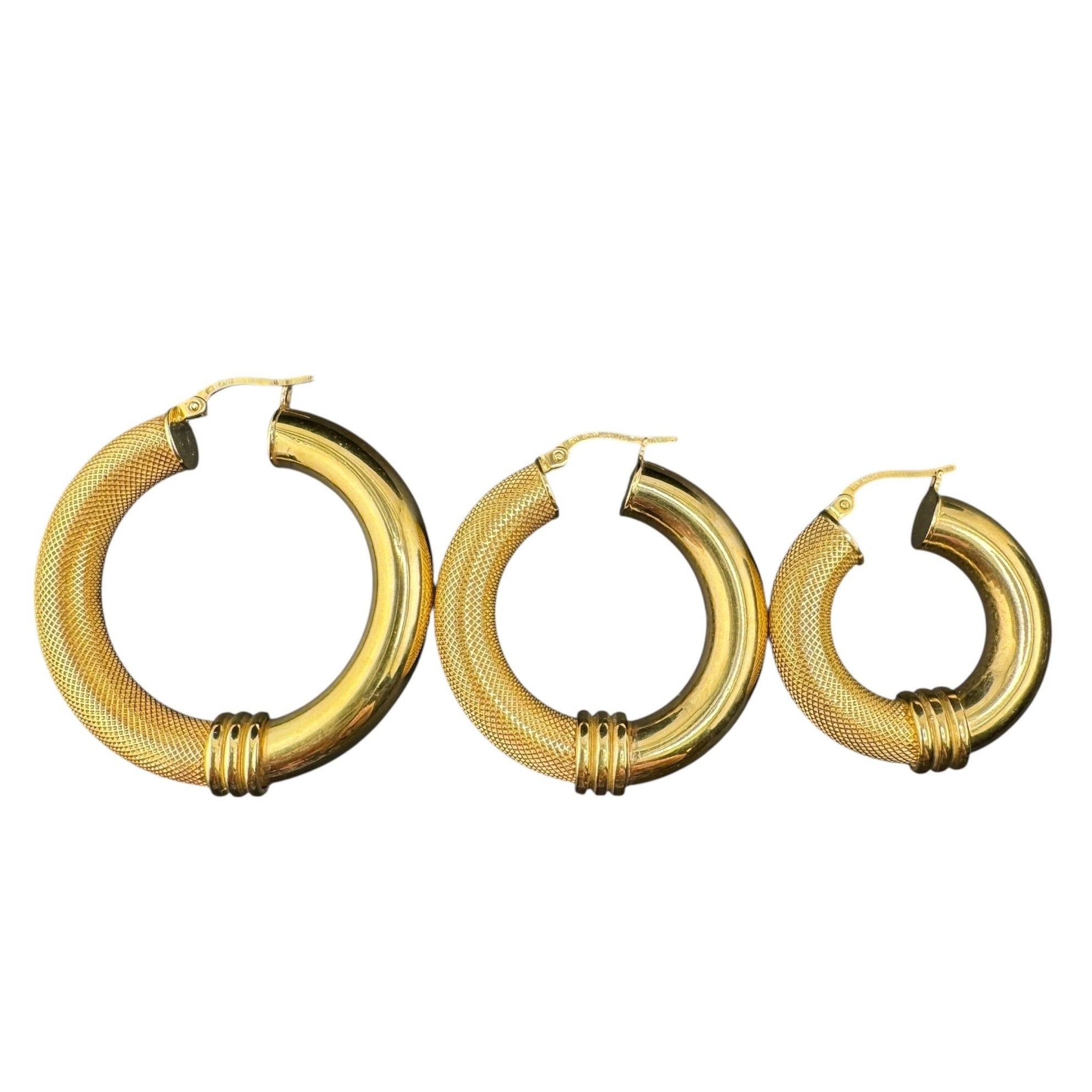 Argollas gruesas de oro 14K con acabado mixto: liso y satinado (6 mm) - Joyería TuOro