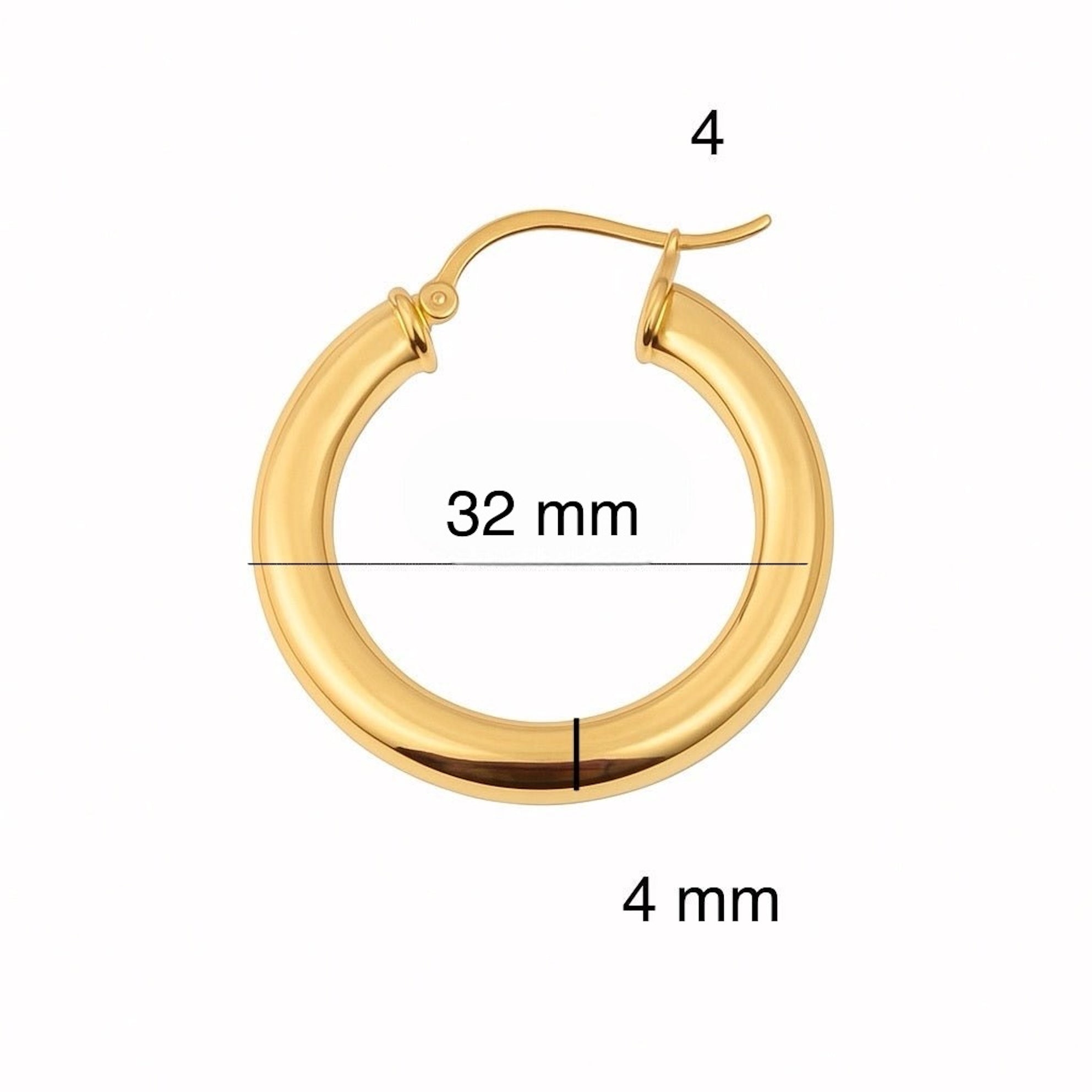 Argollas lisas de oro 14K con acabado espejo (4 mm) - Joyería TuOro