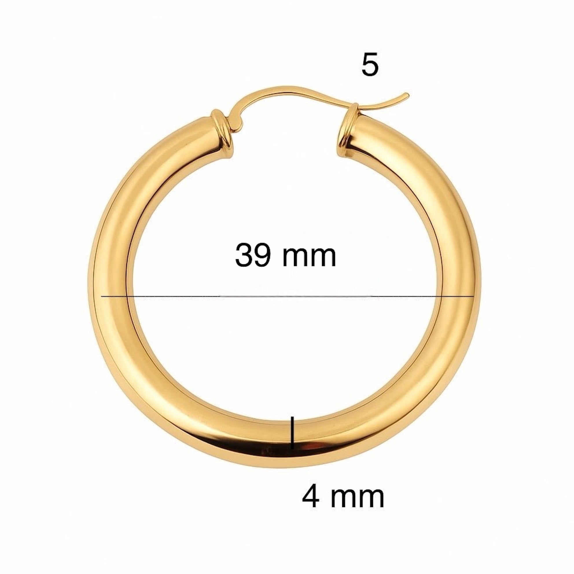 Argollas lisas de oro 14K con acabado espejo (4 mm) - Joyería TuOro