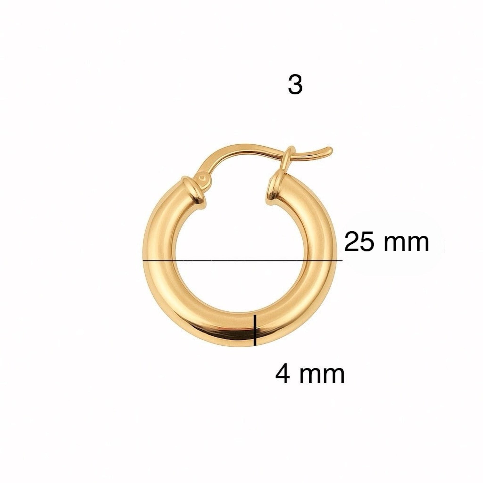 Argollas lisas de oro 14K con acabado espejo (4 mm) - Joyería TuOro