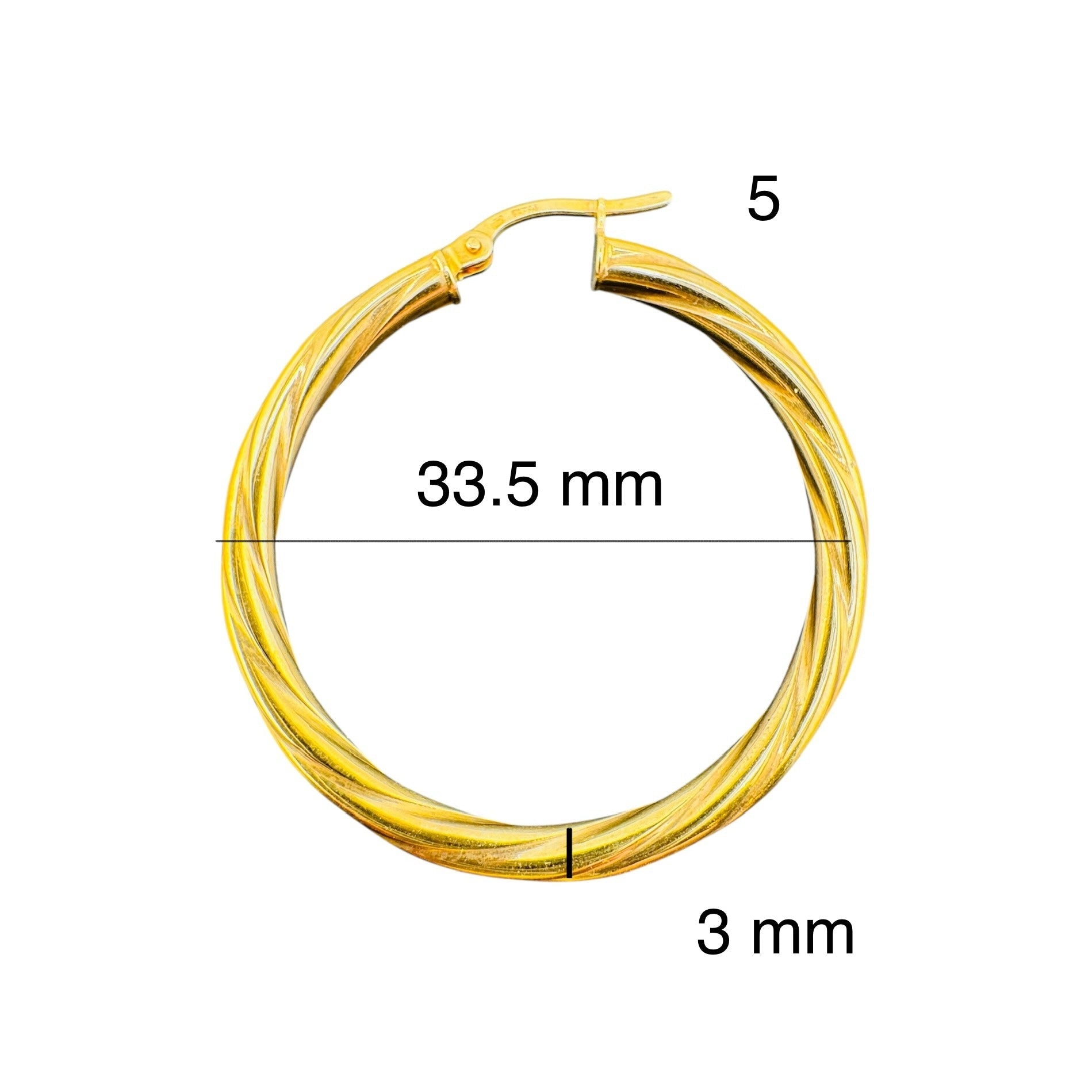Argollas torcidas lisas de oro 14K – Grosor 3 mm - Joyería TuOro