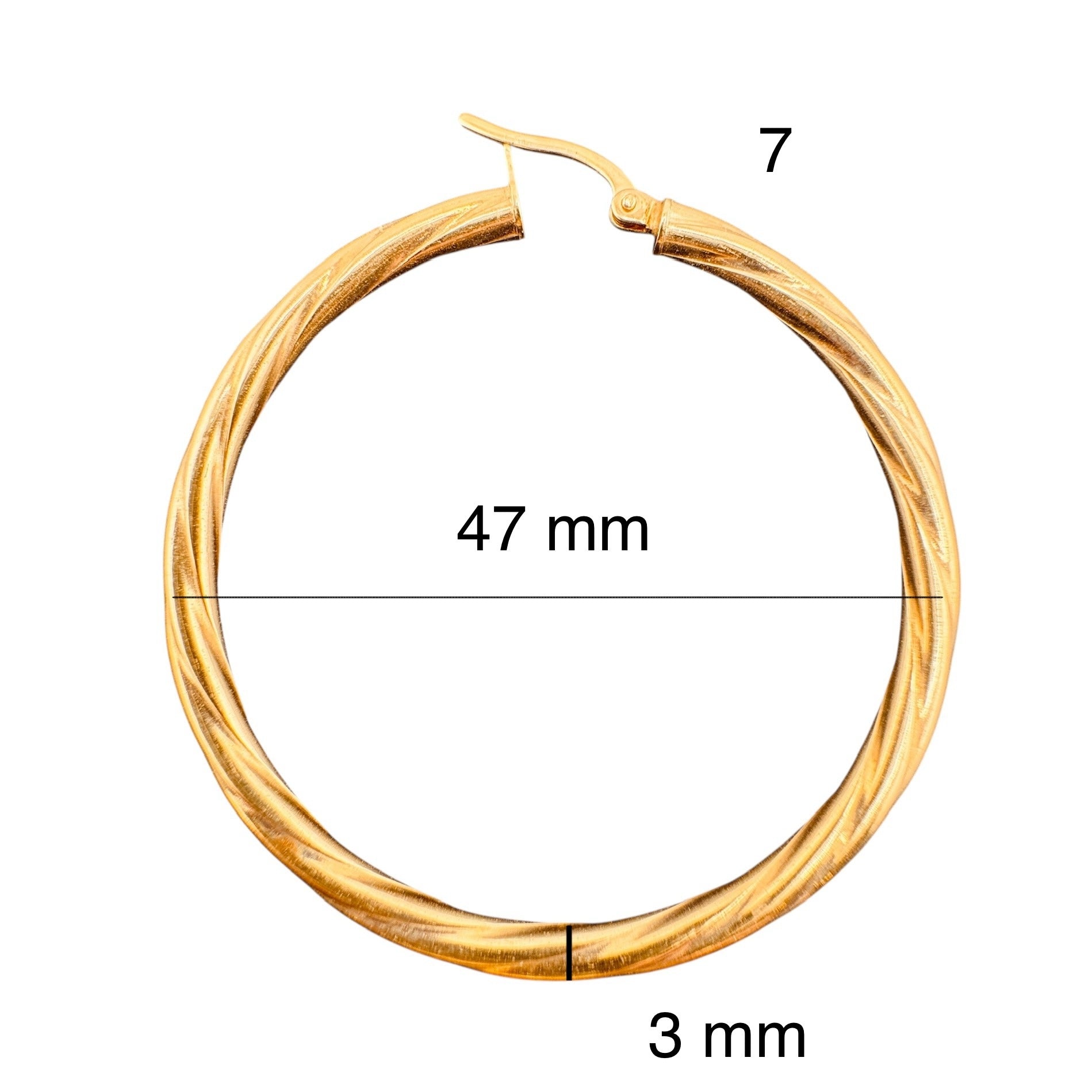 Argollas torcidas lisas de oro 14K – Grosor 3 mm - Joyería TuOro