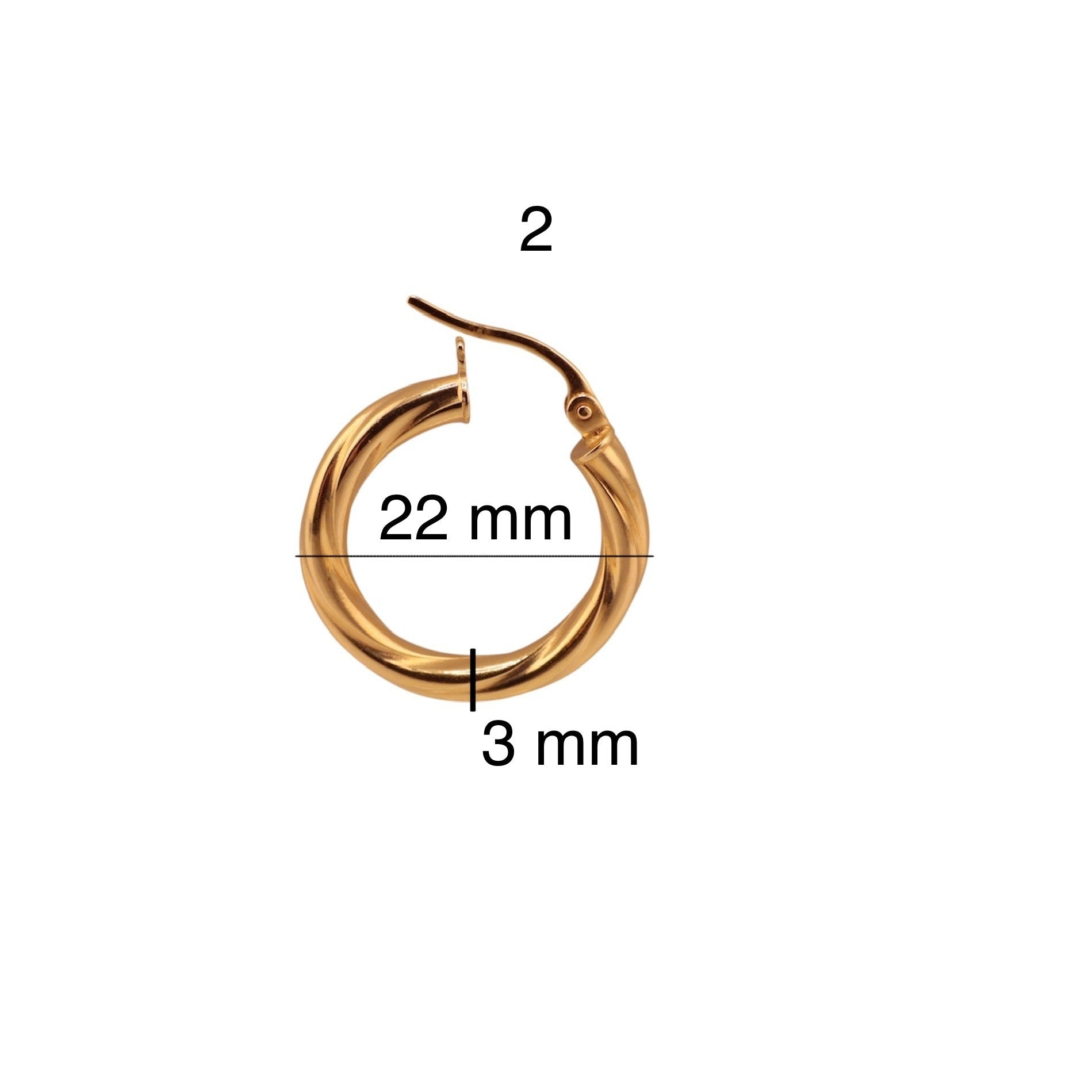 Argollas torcidas lisas de oro 14K – Grosor 3 mm - Joyería TuOro