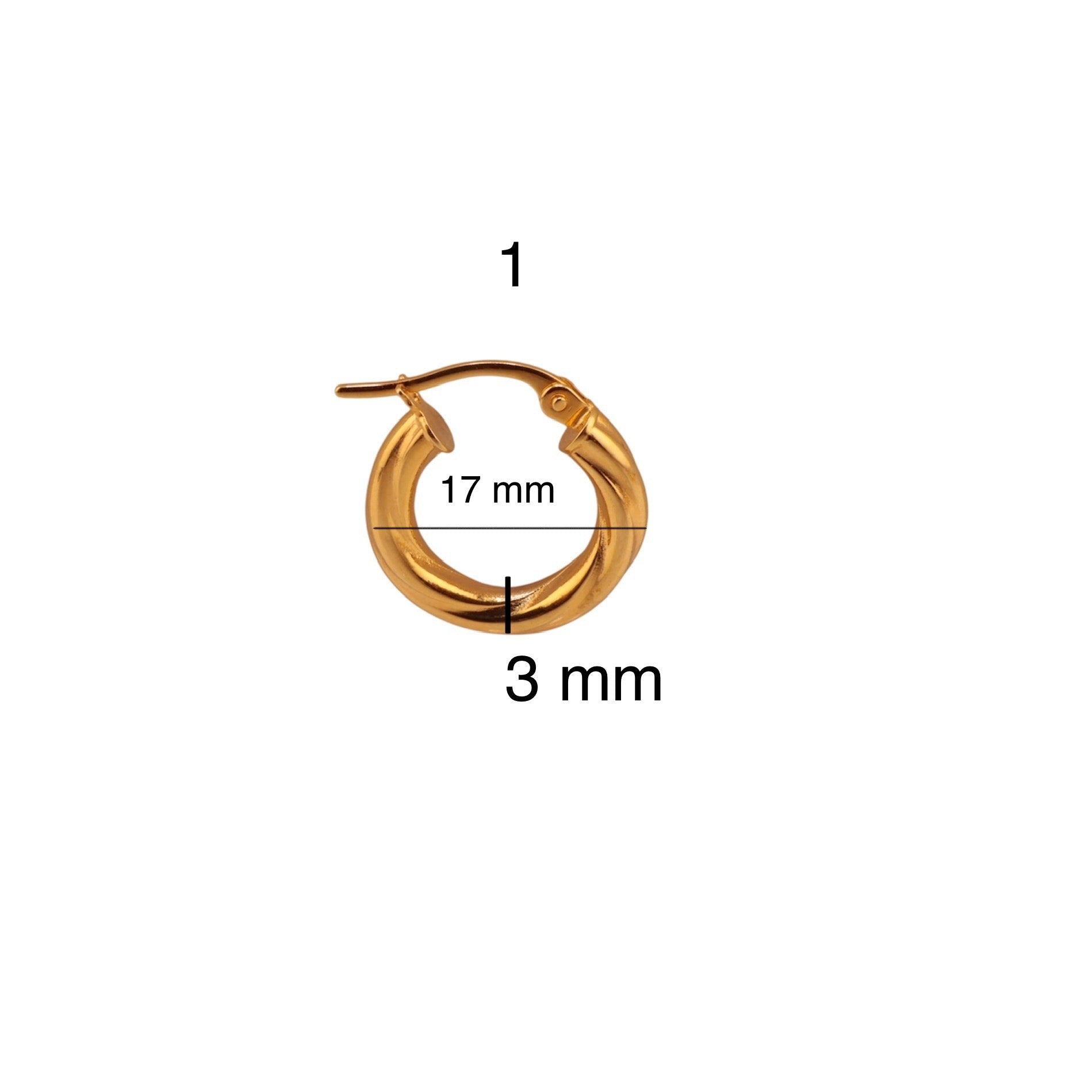 Argollas torcidas lisas de oro 14K – Grosor 3 mm - Joyería TuOro