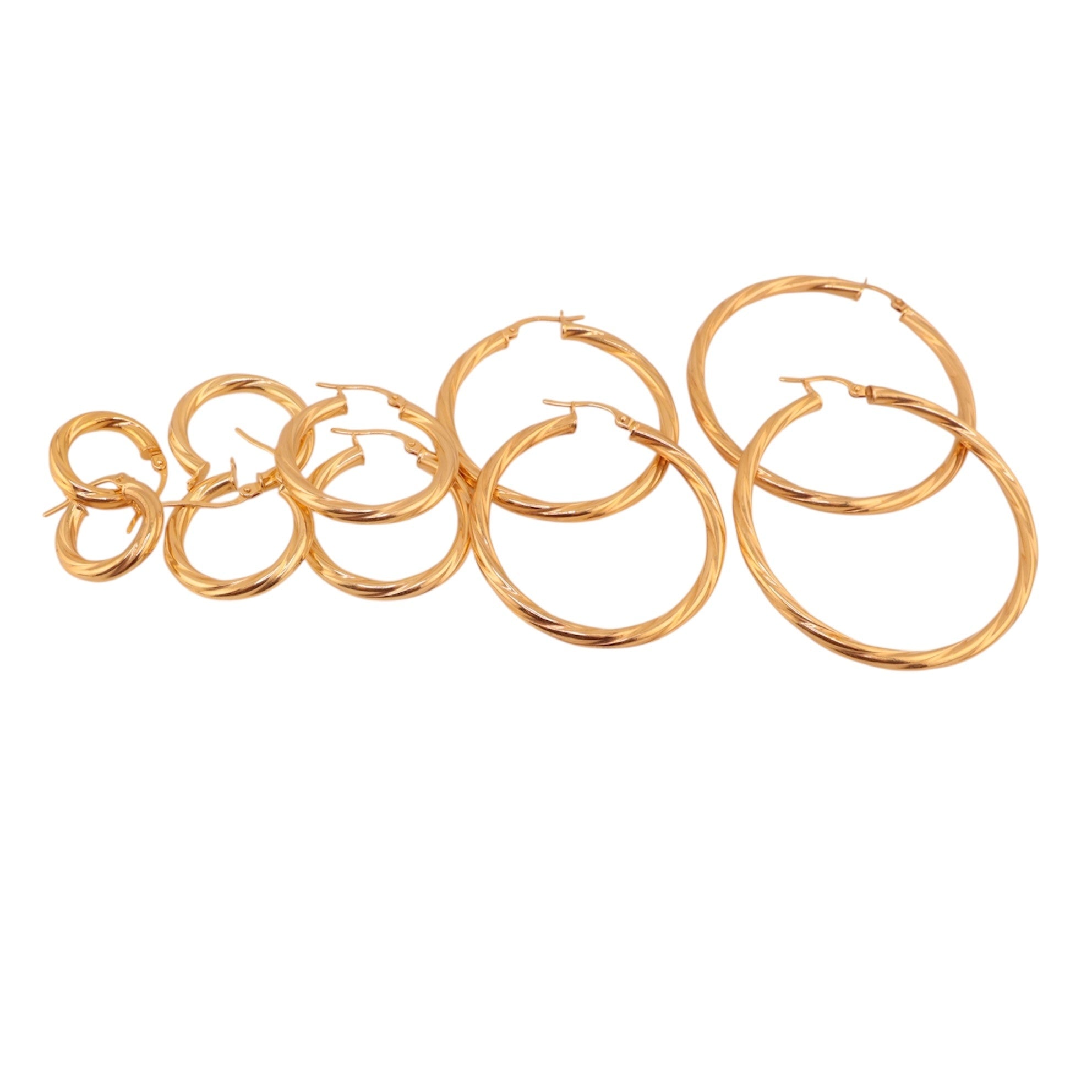 Argollas torcidas lisas de oro 14K – Grosor 3 mm - Joyería TuOro