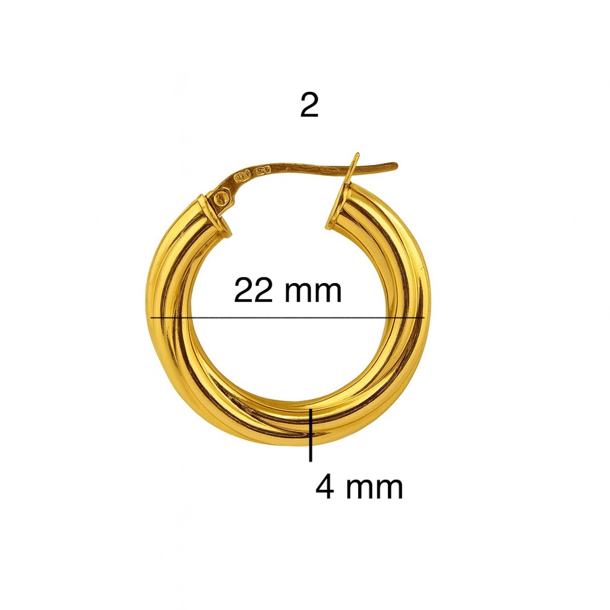 Argollas torcidas lisas de oro 14K – Grosor 4 mm, varias medidas disponibles - Joyería TuOro
