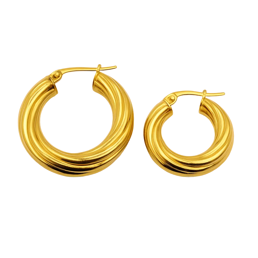 Argollas torcidas lisas de oro 14K – Grosor 4 mm, varias medidas disponibles - Joyería TuOro