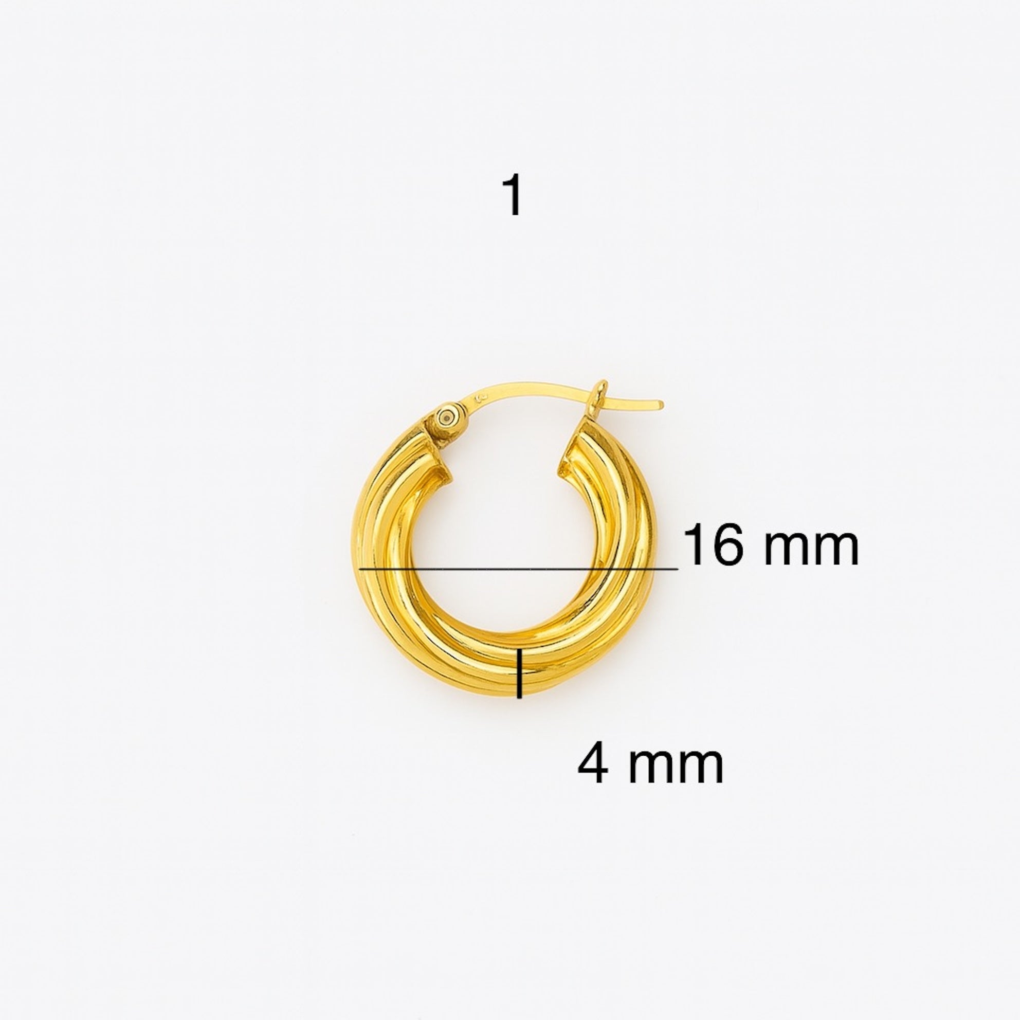 Argollas torcidas lisas de oro 14K – Grosor 4 mm, varias medidas disponibles - Joyería TuOro