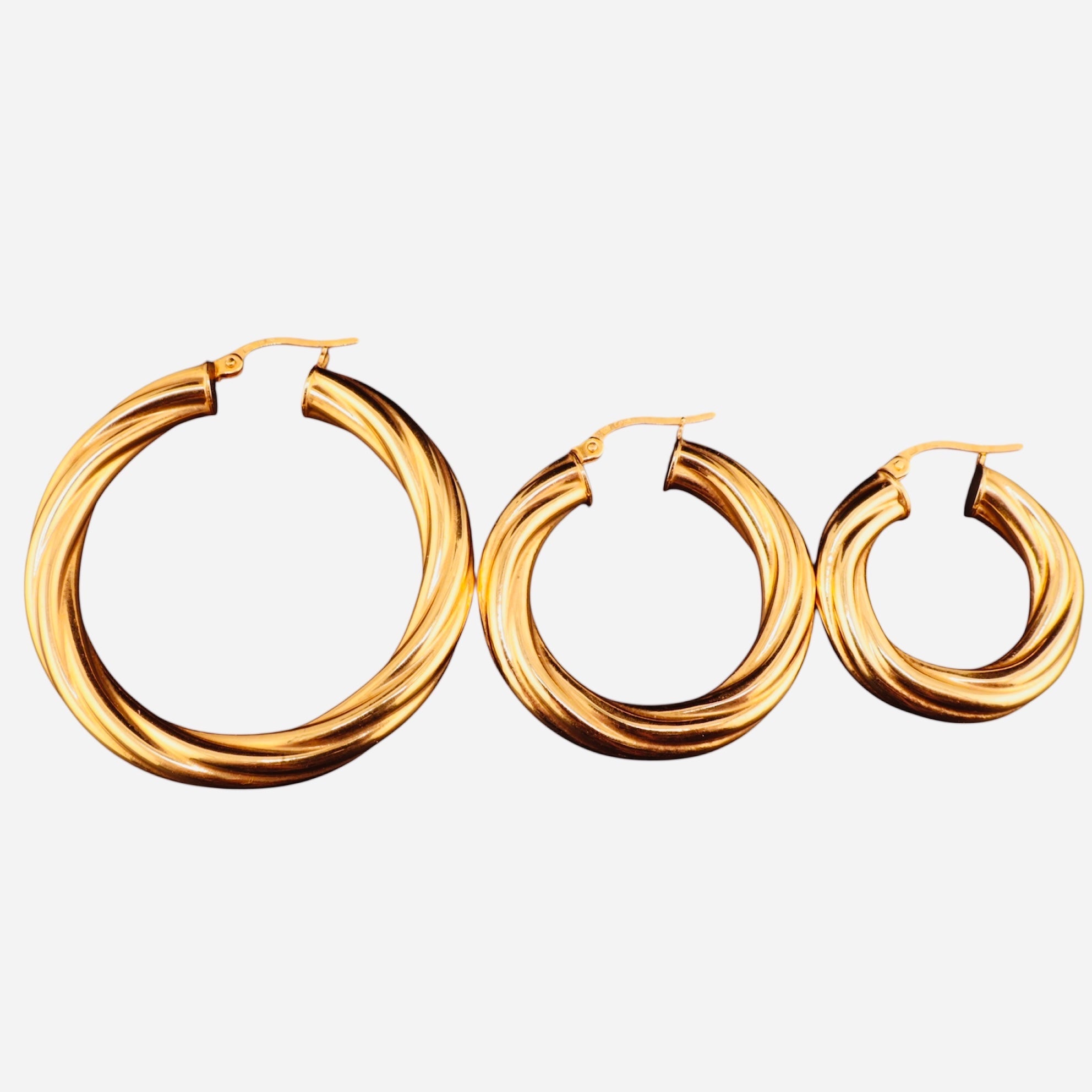 Argollas torcidas lisas de oro 14K – Grosor 5 mm | Joyería TuOro - Joyería TuOro