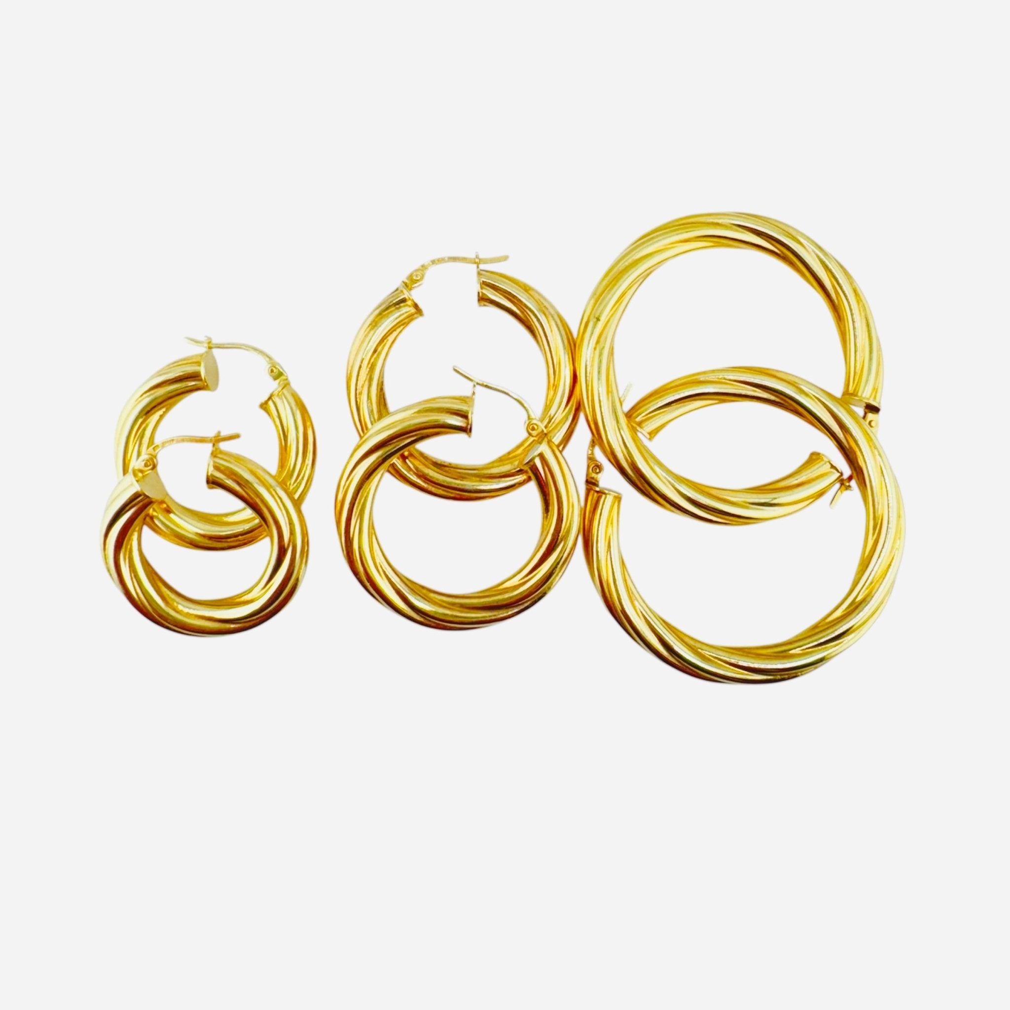 Argollas torcidas lisas de oro 14K – Grosor 5 mm | Joyería TuOro - Joyería TuOro