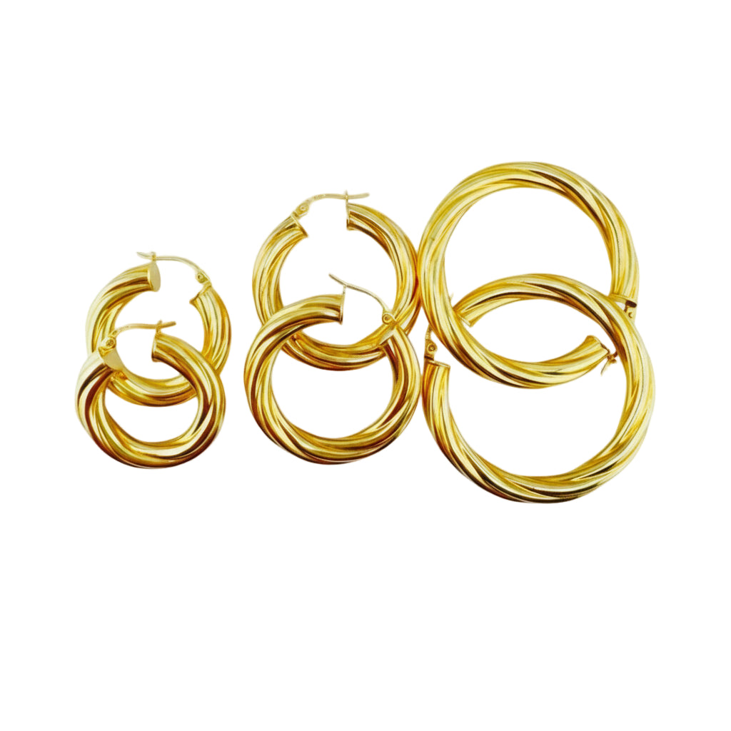 Argollas torcidas lisas de oro 14K – Grosor 5 mm | Joyería TuOro - Joyería TuOro