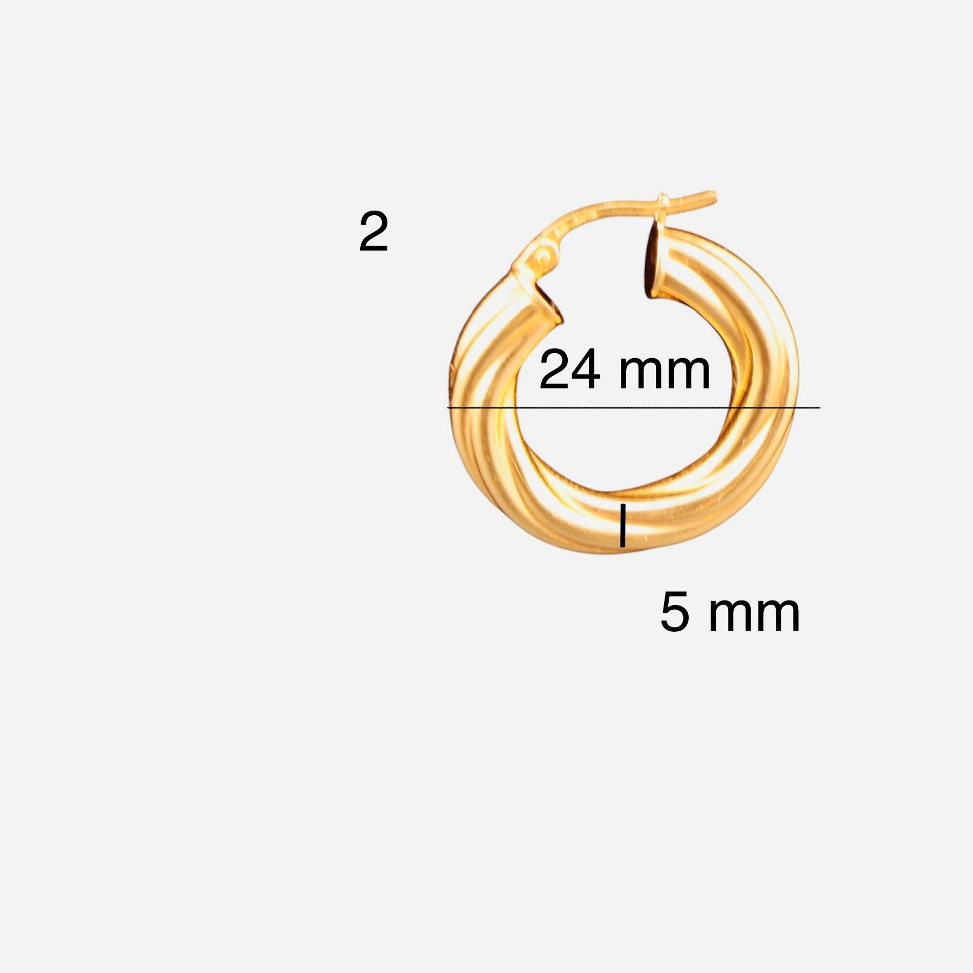 Argollas torcidas lisas de oro 14K – Grosor 5 mm | Joyería TuOro - Joyería TuOro