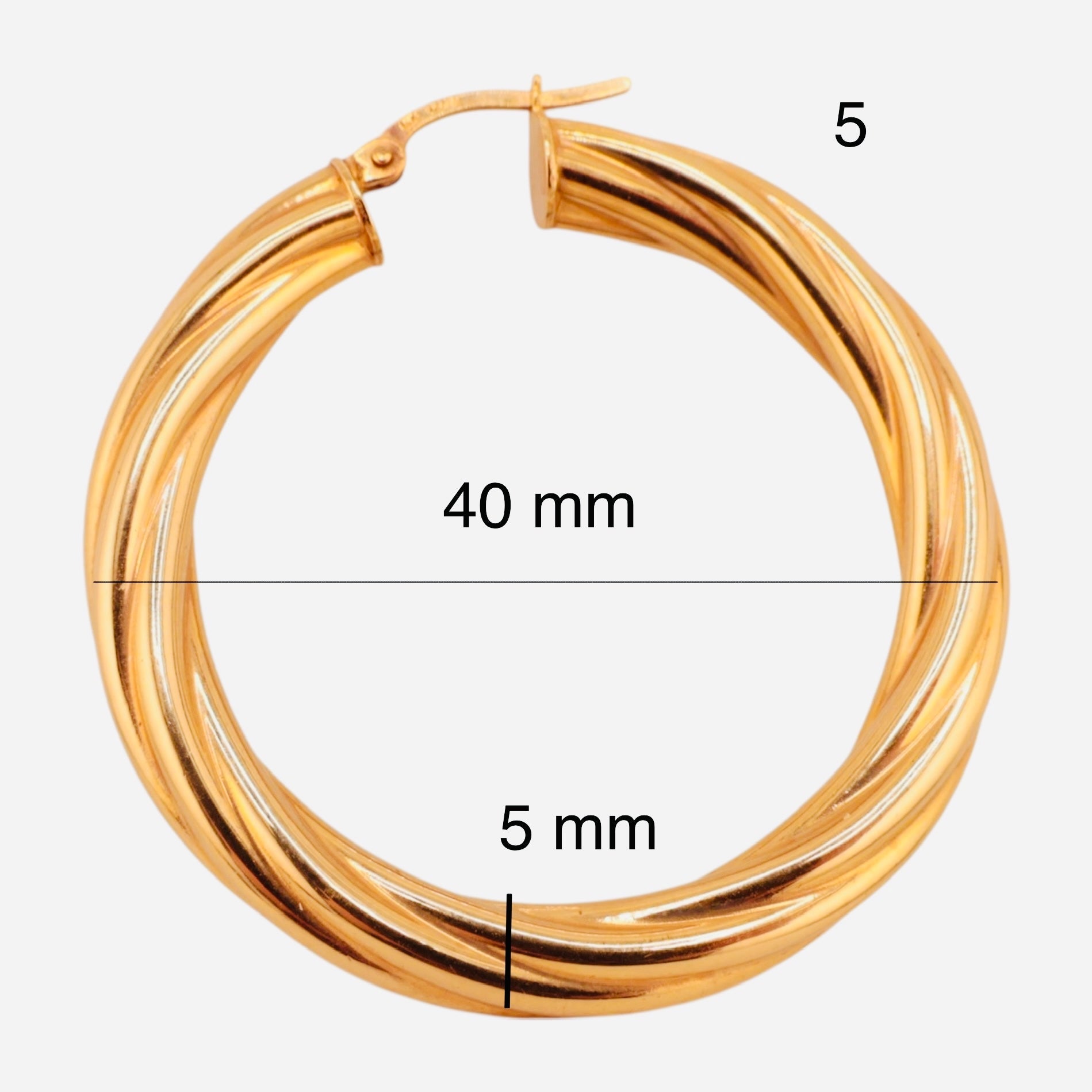 Argollas torcidas lisas de oro 14K – Grosor 5 mm | Joyería TuOro - Joyería TuOro