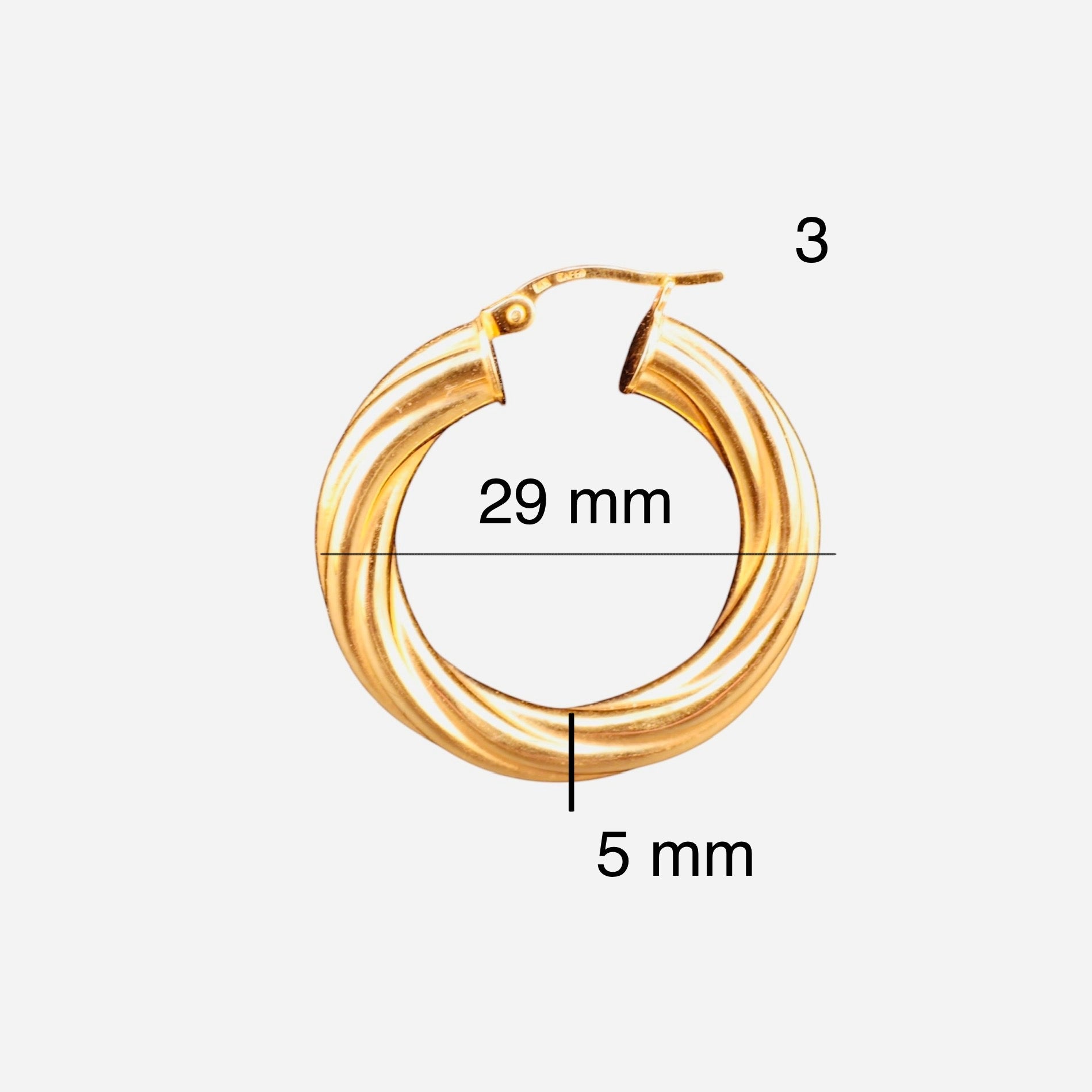 Argollas torcidas lisas de oro 14K – Grosor 5 mm | Joyería TuOro - Joyería TuOro
