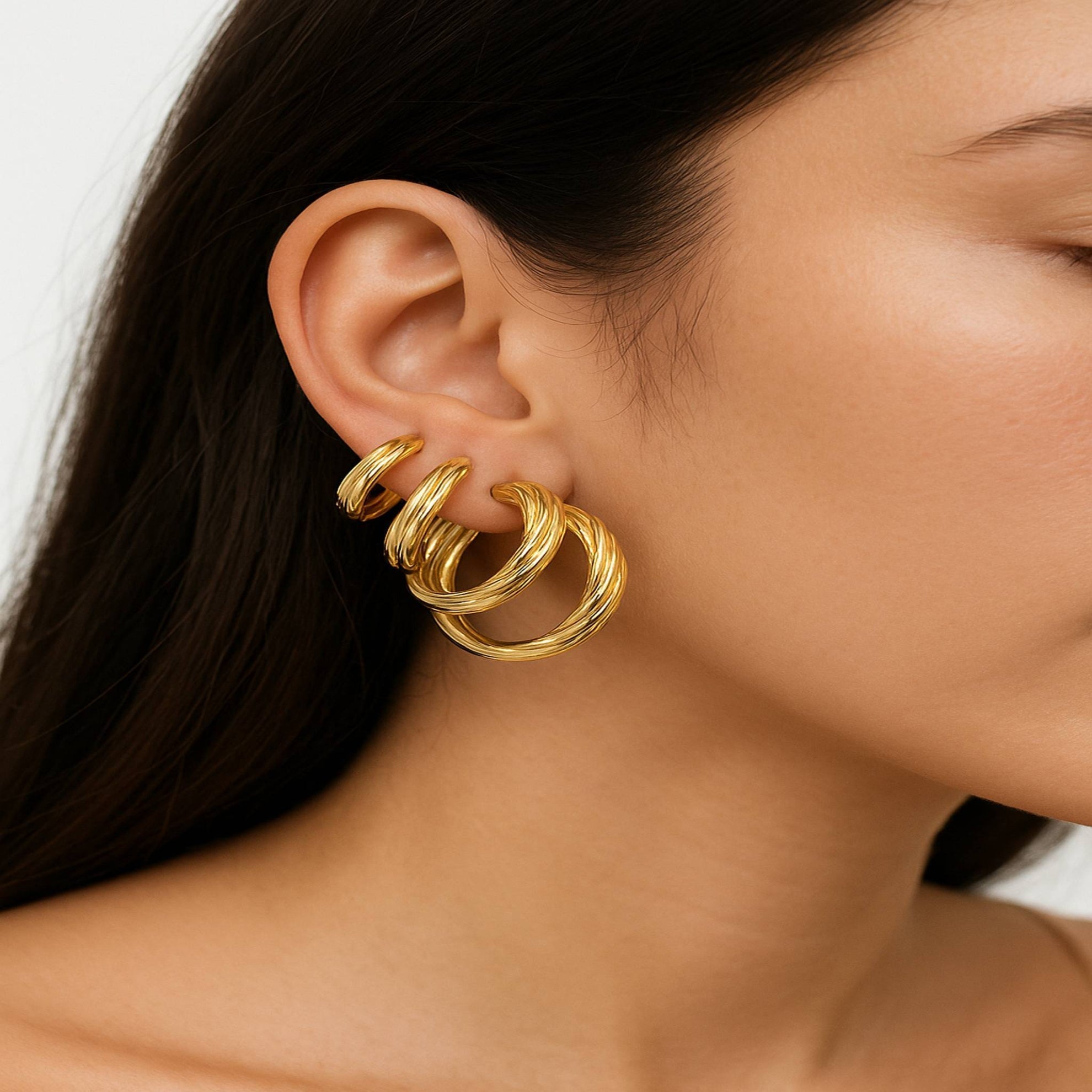 Argollas torcidas lisas de oro 14k – Grosor 6 mm - Joyería TuOro