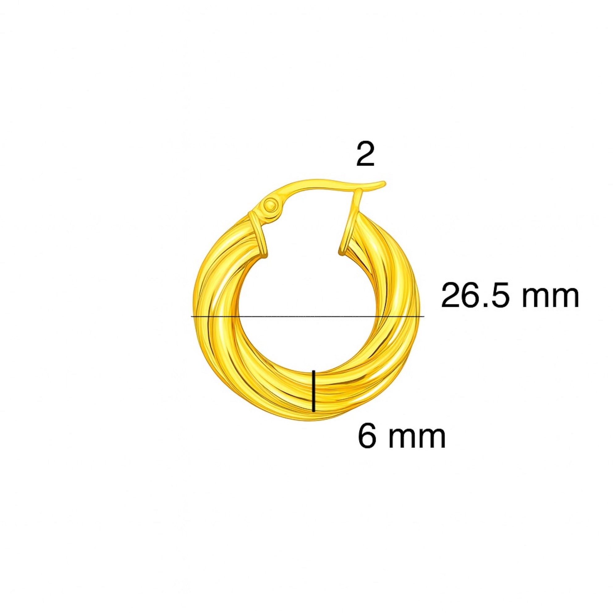Argollas torcidas lisas de oro 14k – Grosor 6 mm - Joyería TuOro