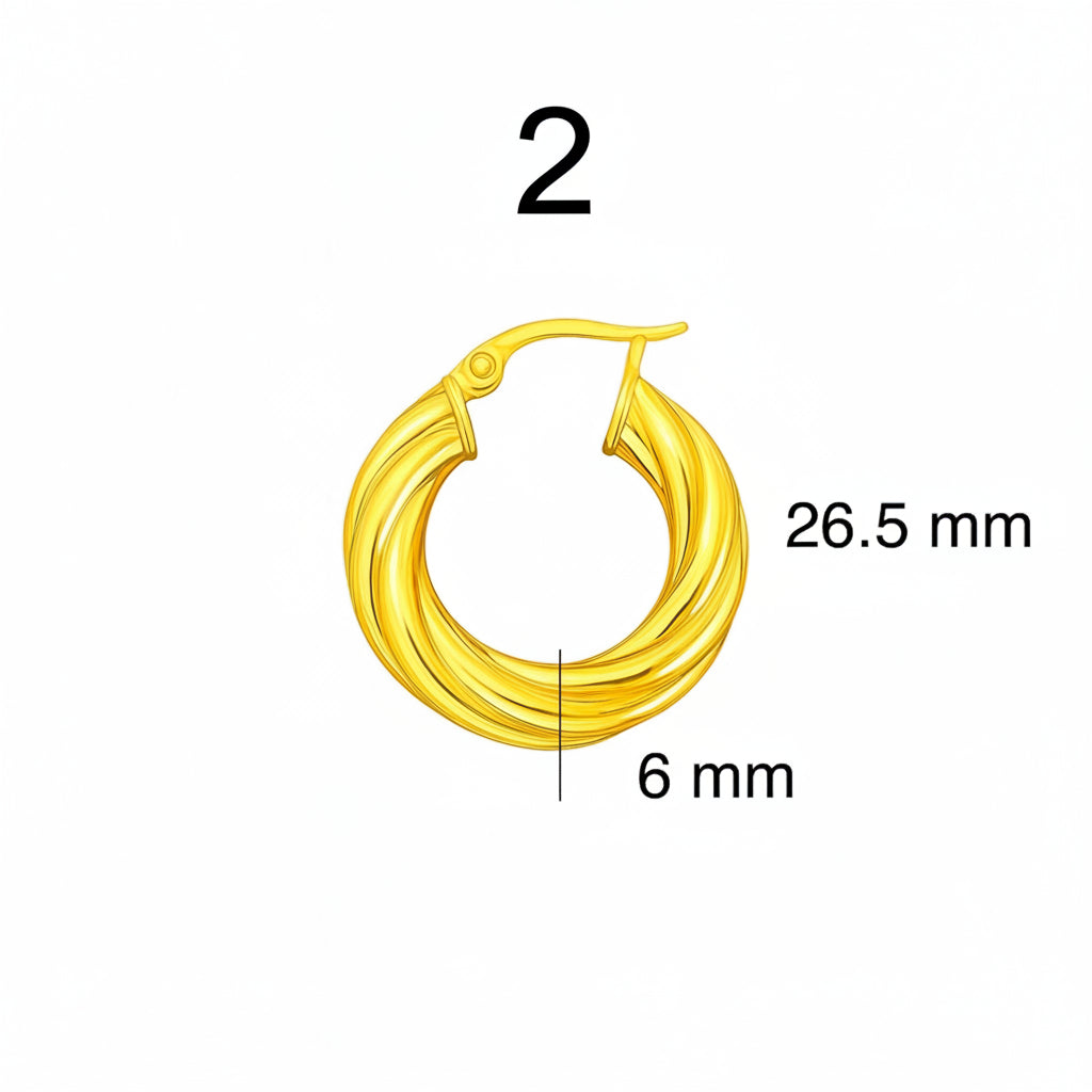 Argollas torcidas lisas de oro 14k – Grosor 6 mm - Joyería TuOro