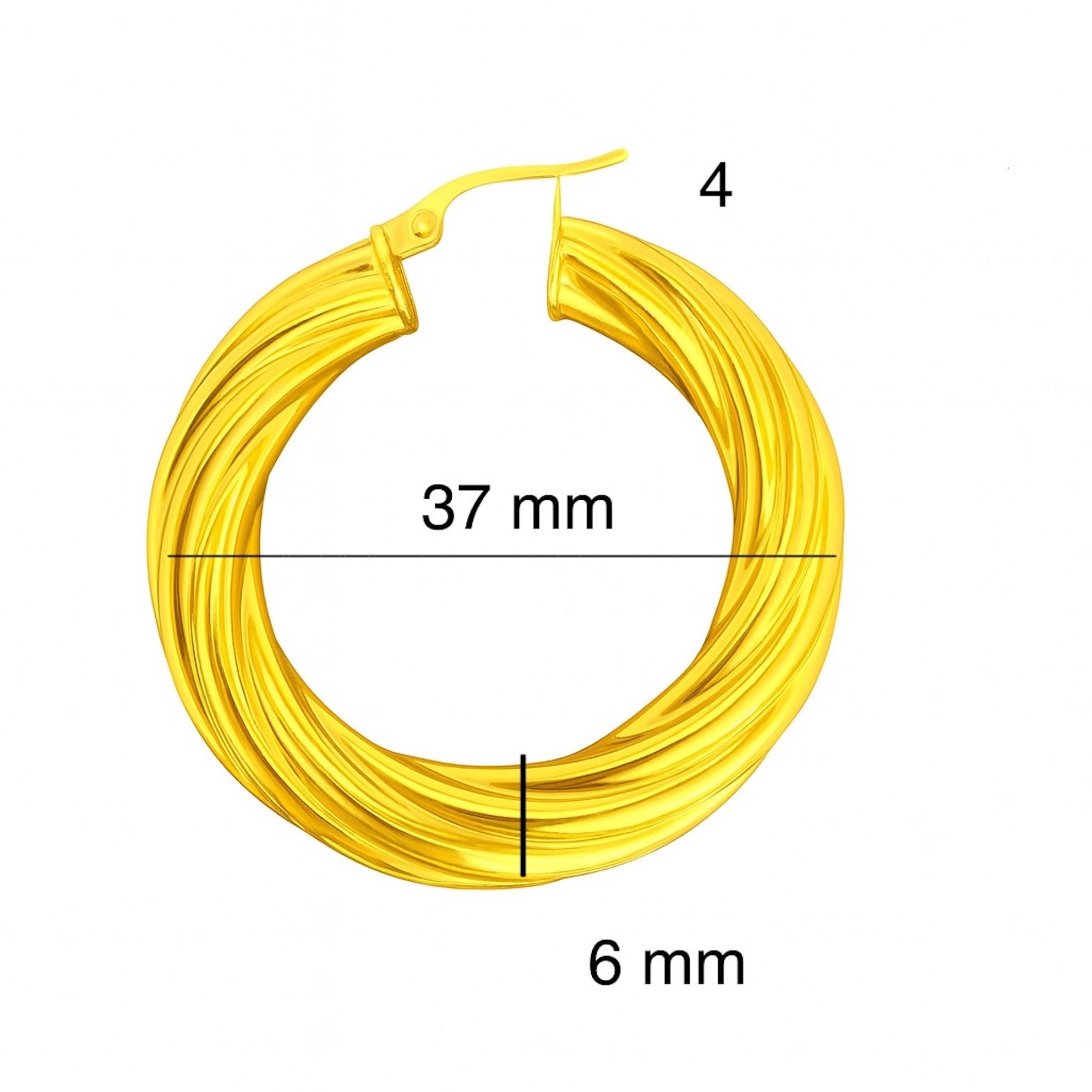 Argollas torcidas lisas de oro 14k – Grosor 6 mm - Joyería TuOro