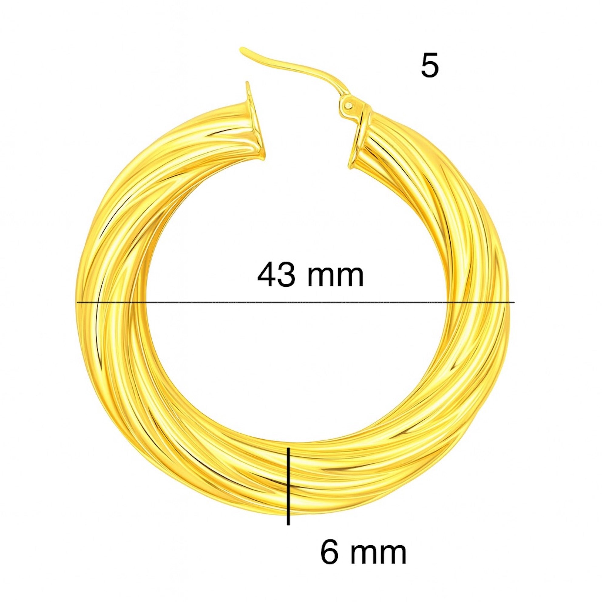 Argollas torcidas lisas de oro 14k – Grosor 6 mm - Joyería TuOro