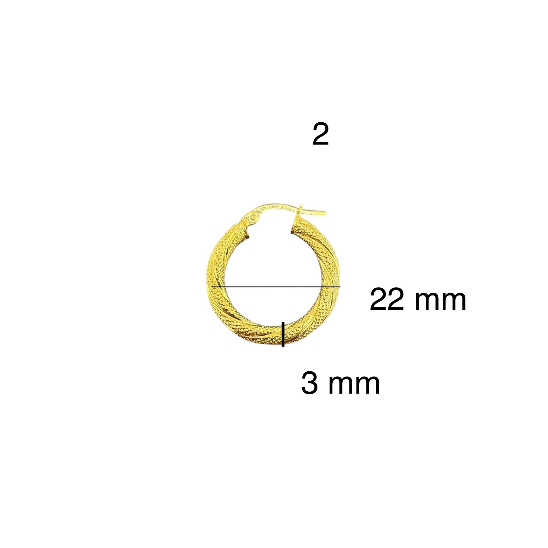 Argollas torcidas satinadas de oro 14K – Grosor 3 mm - Joyería TuOro