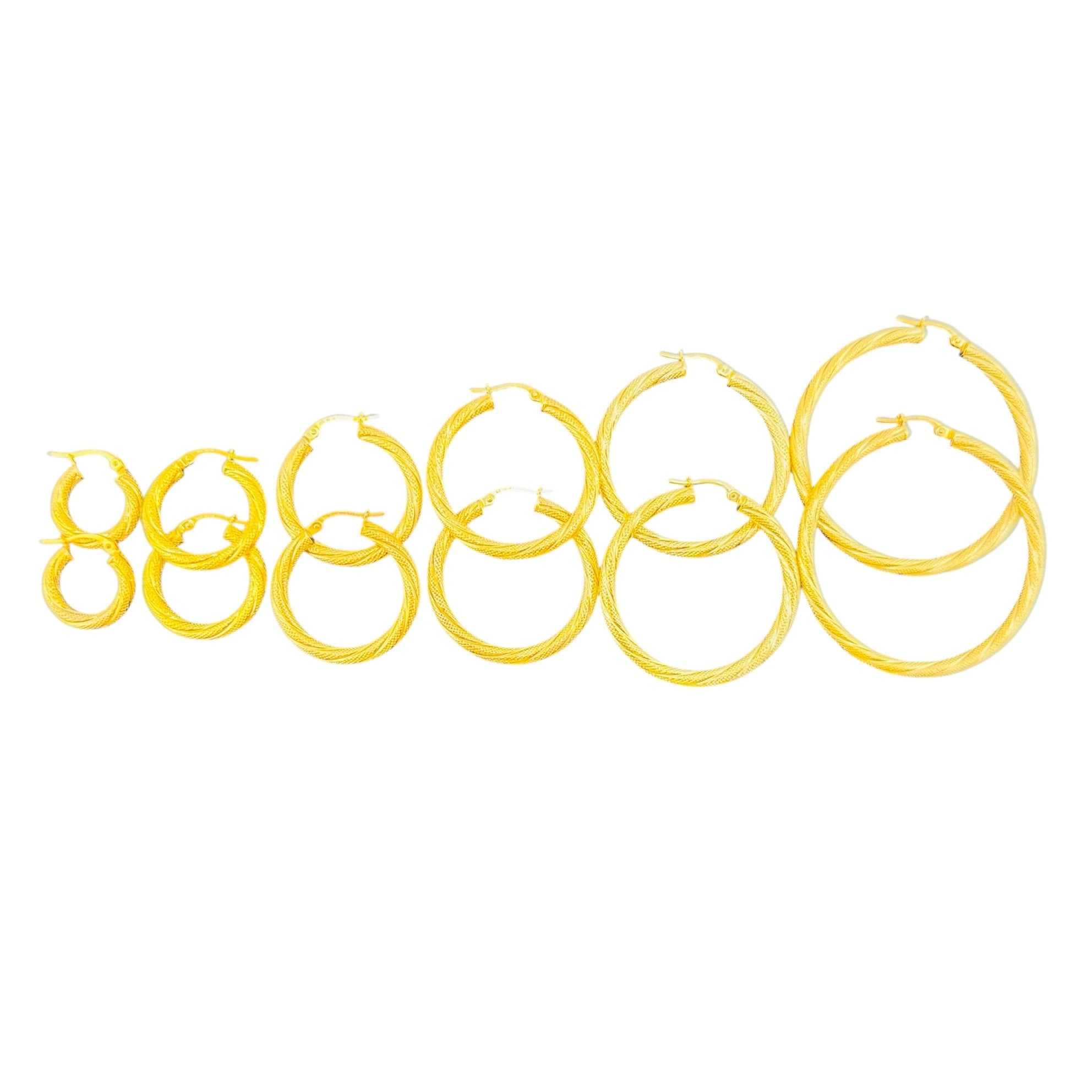 Argollas torcidas satinadas de oro 14K – Grosor 3 mm - Joyería TuOro