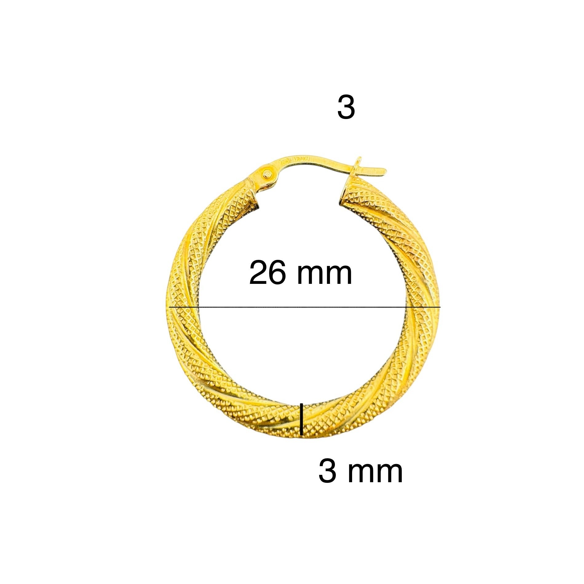 Argollas torcidas satinadas de oro 14K – Grosor 3 mm - Joyería TuOro