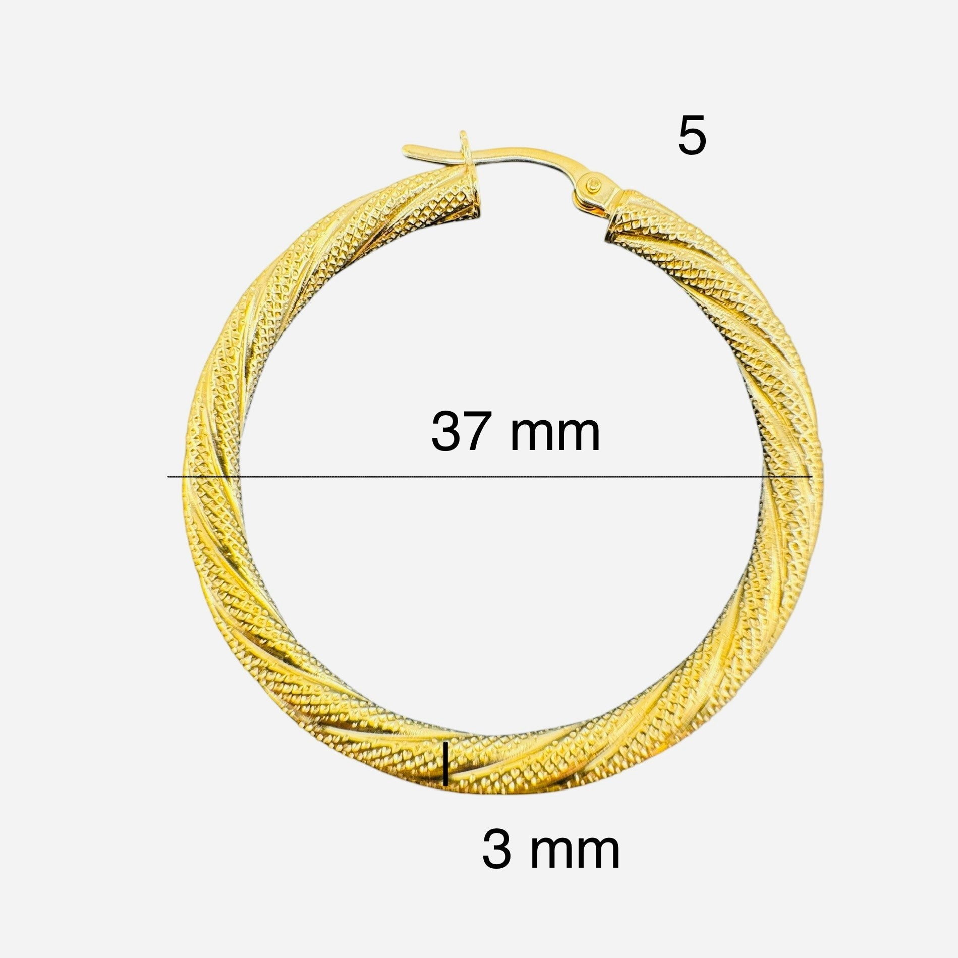 Argollas torcidas satinadas de oro 14K – Grosor 3 mm - Joyería TuOro
