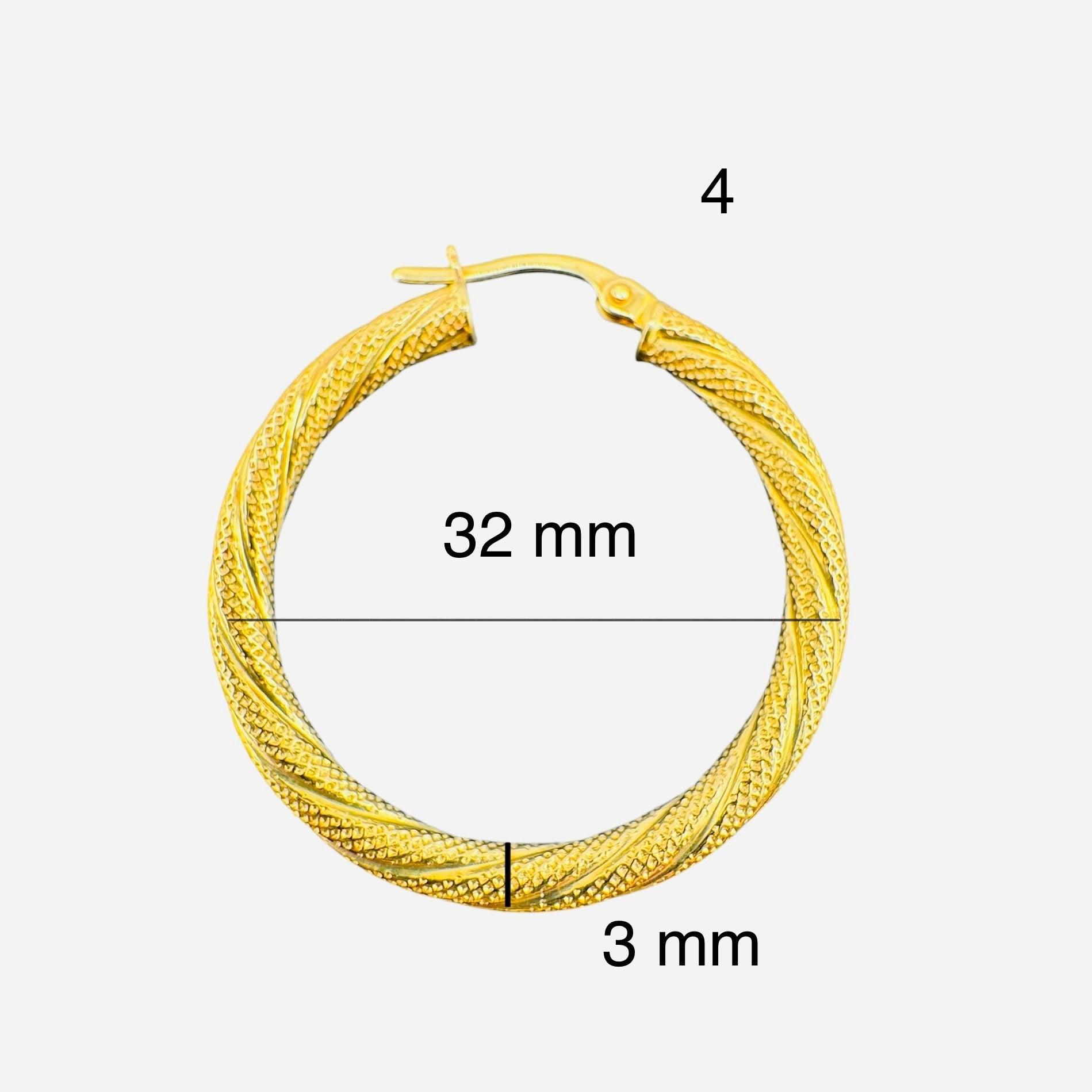 Argollas torcidas satinadas de oro 14K – Grosor 3 mm - Joyería TuOro