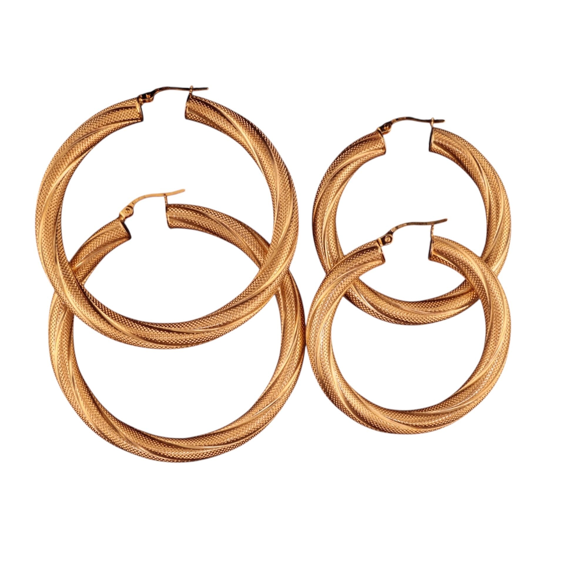 Argollas torcidas satinadas de oro 14K – Grosor 5 mm - Joyería TuOro