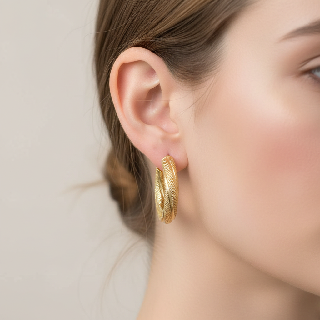 Modelo con la argolla en la oreja