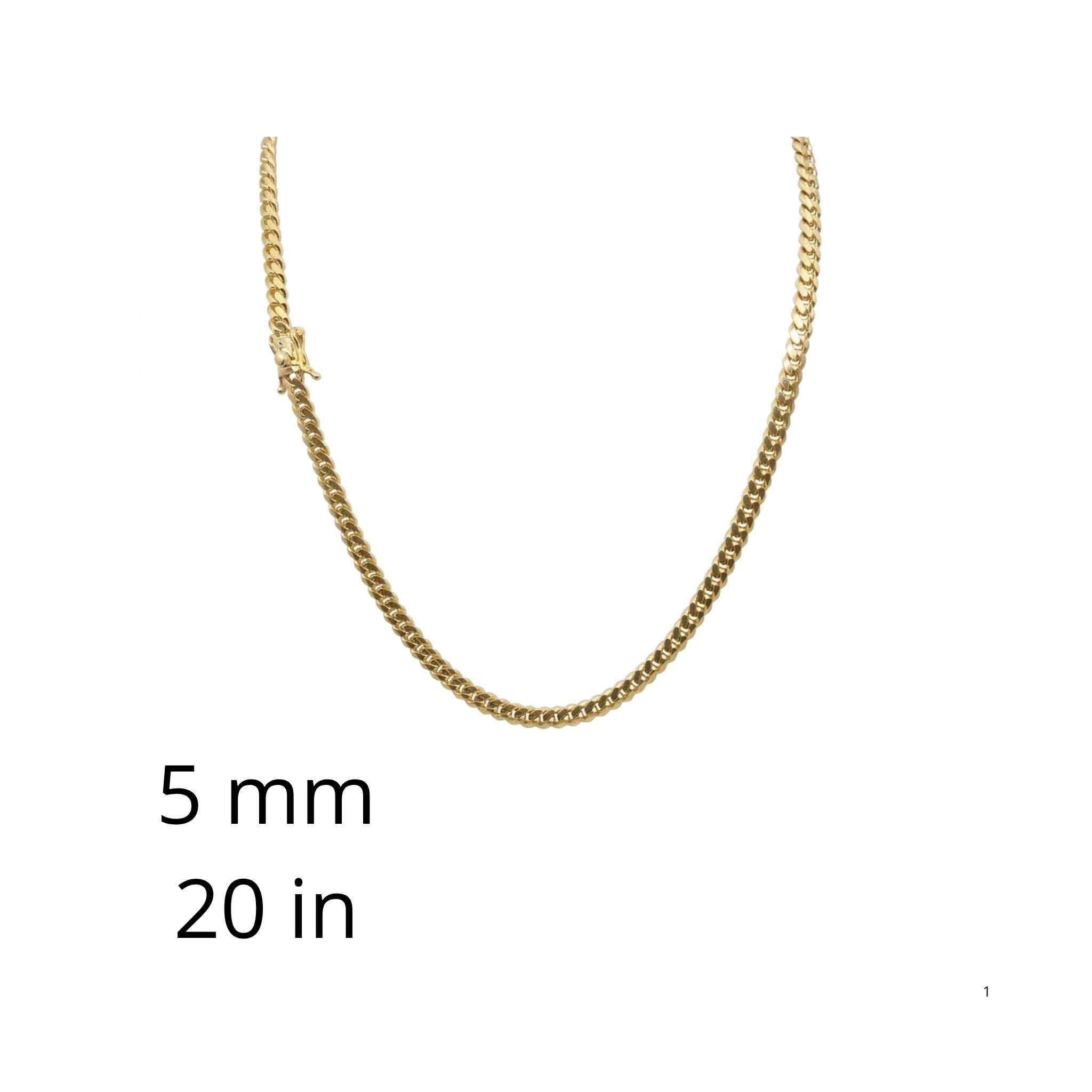 Cadena Cuban Link de oro amarillo 10K de 5 mm y 20 pulgadas con cierre de caja y seguridad, TuOro.