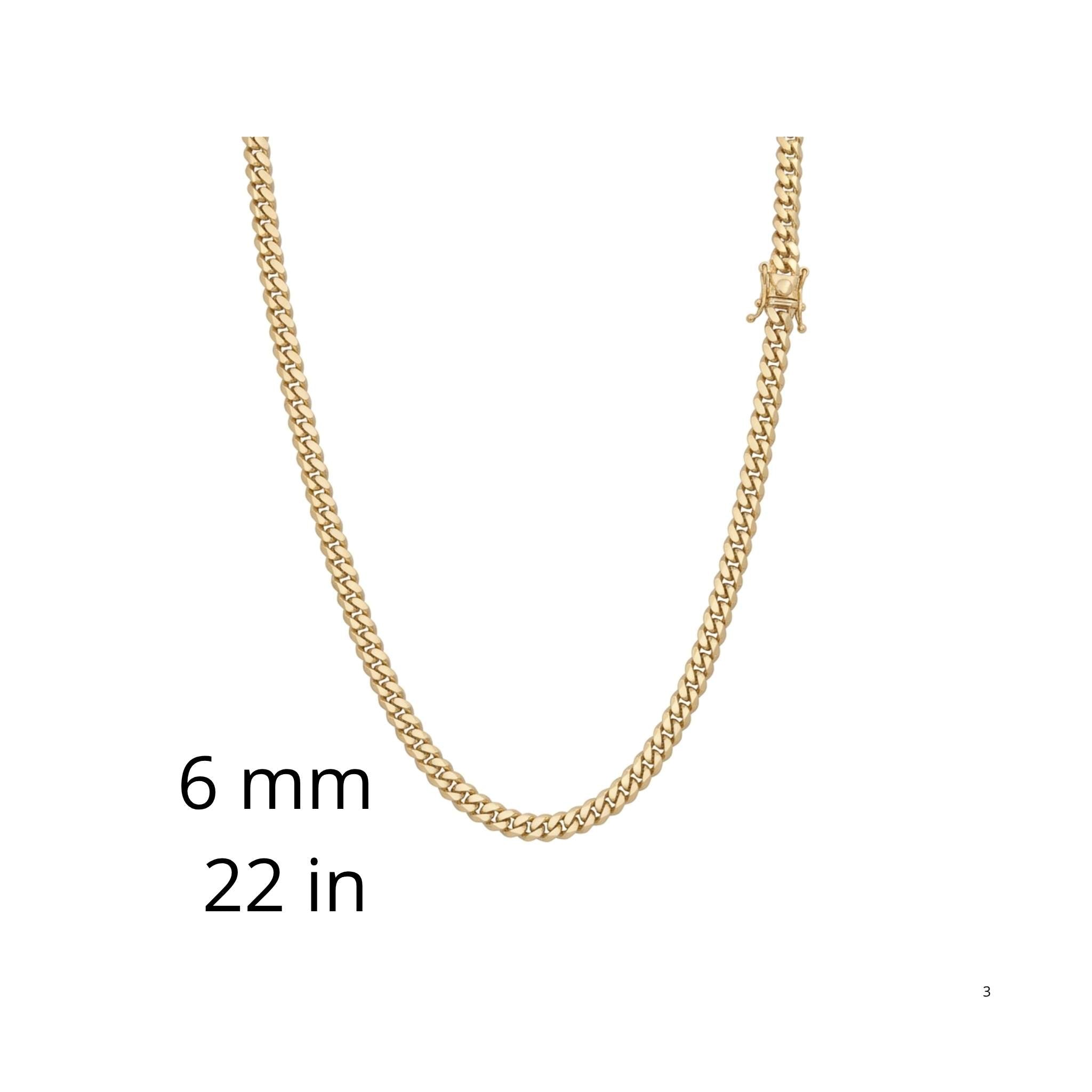 Cadena Cuban Link de oro amarillo 10K de 6 mm y 22 pulgadas con eslabones planos y cierre de caja, TuOro.