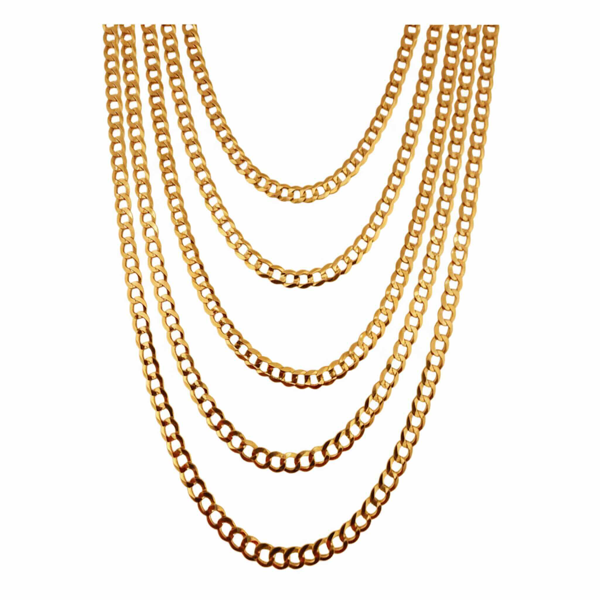 Cadena cubana italiana de 4.7 mm en Oro amarillo 14K mostrada completa, TuOro.