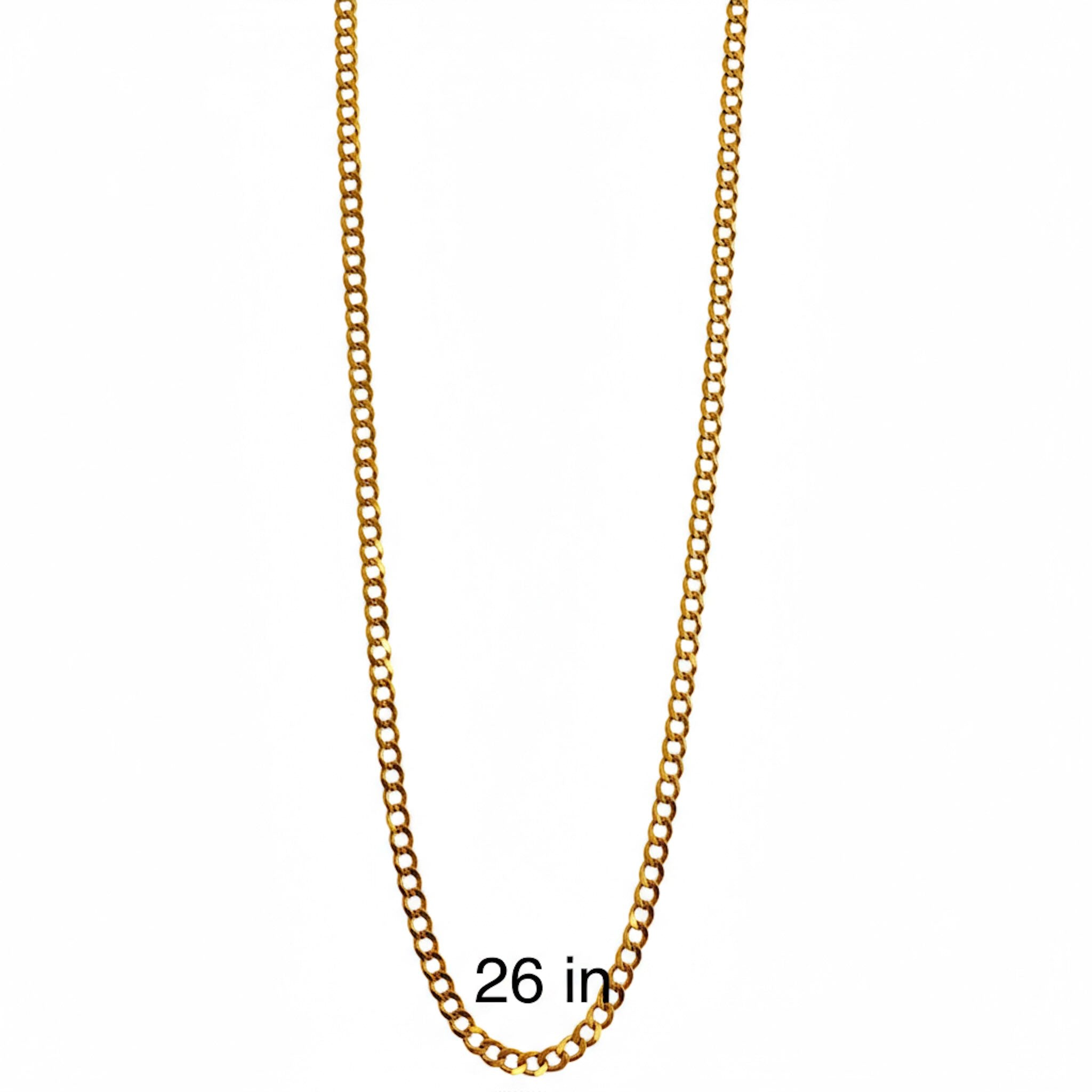 Cadena cubana italiana de 5.7 mm en Oro amarillo 14K con largo de 26 pulgadas, TuOro.
