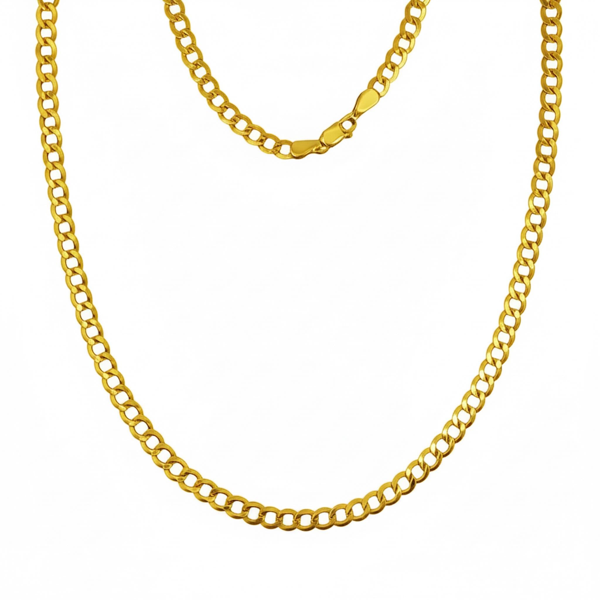 Cadena cubana italiana de 5.7 mm en Oro amarillo 14K mostrada completa, TuOro.