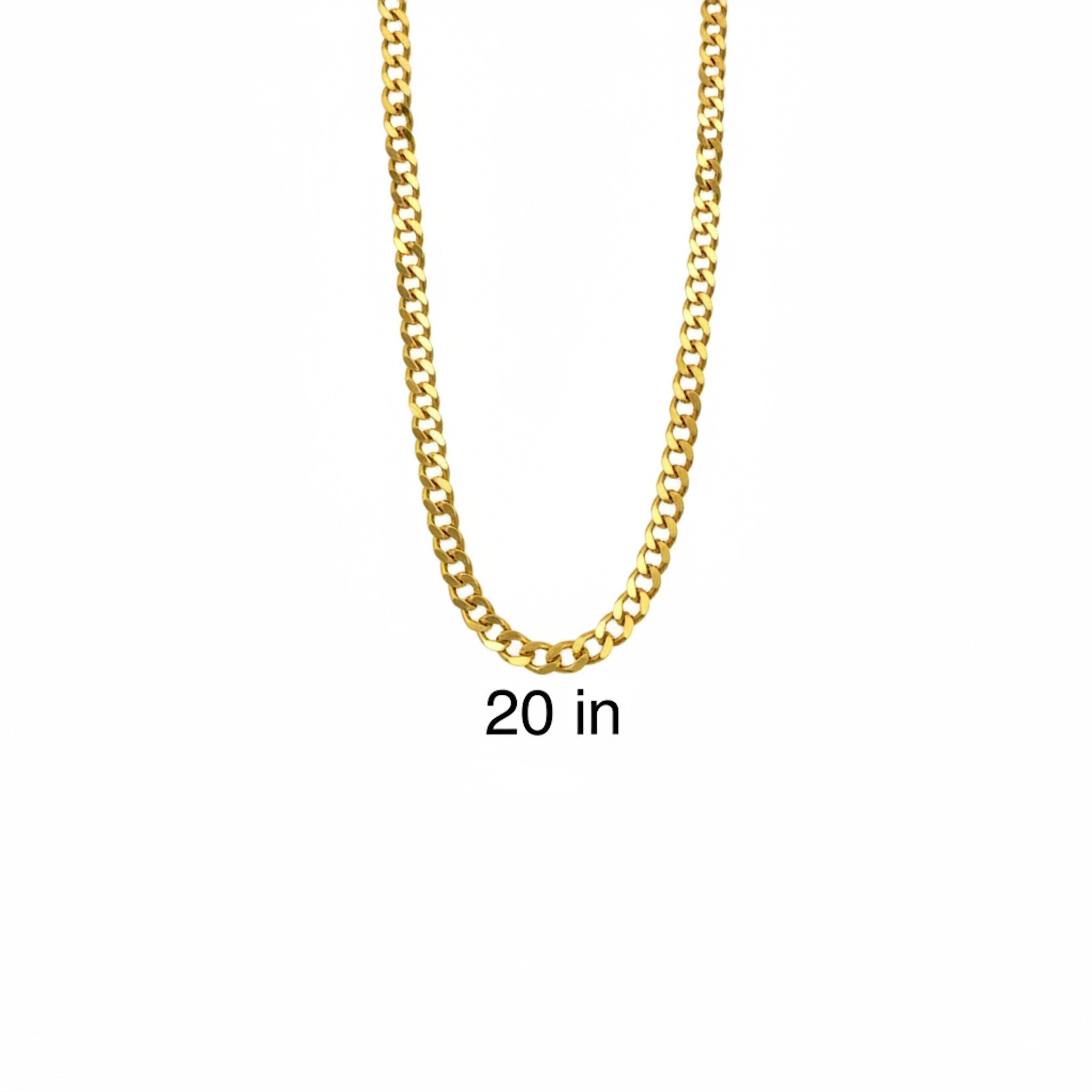 Vista del largo de la cadena cubana italiana de 7.1 mm en Oro amarillo 14K, 20 pulgadas, TuOro.