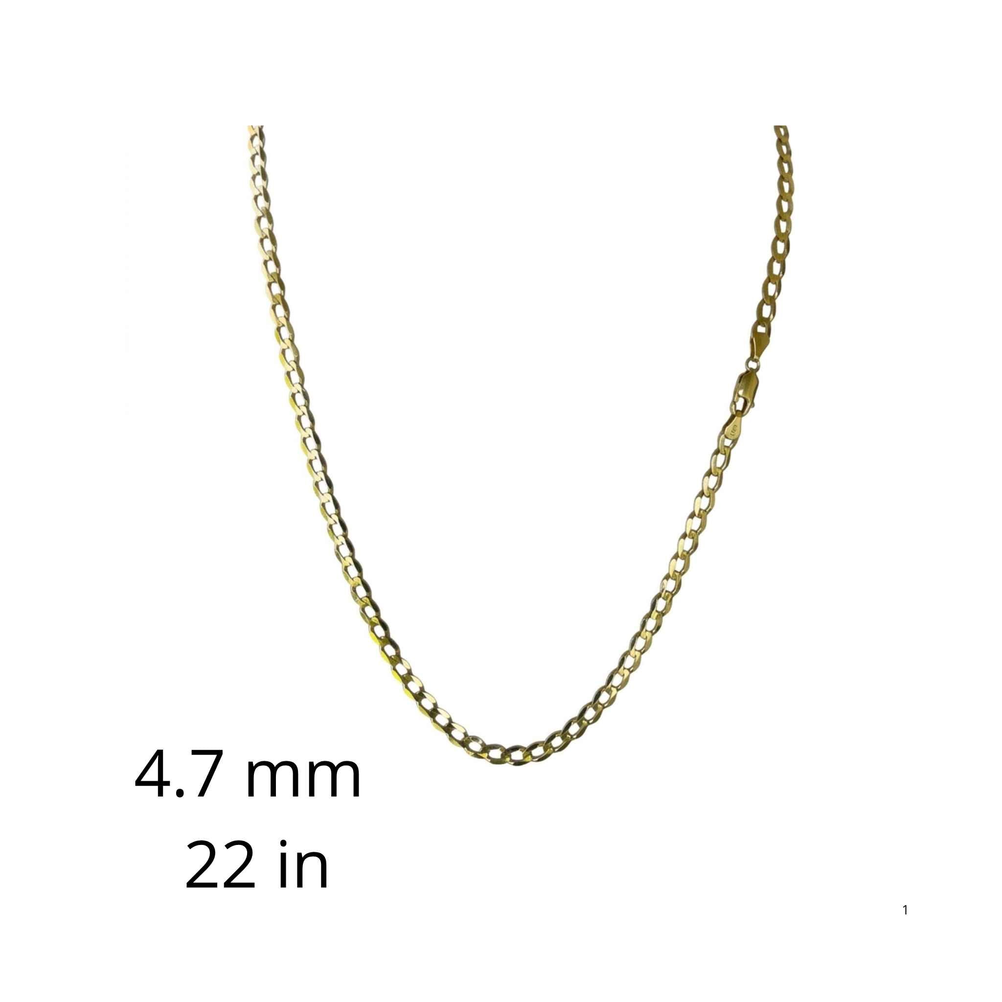 Cadena Cubano-Italiana de oro 10K de 4.7 mm y 22 pulgadas de largo, presentada por TuOro.