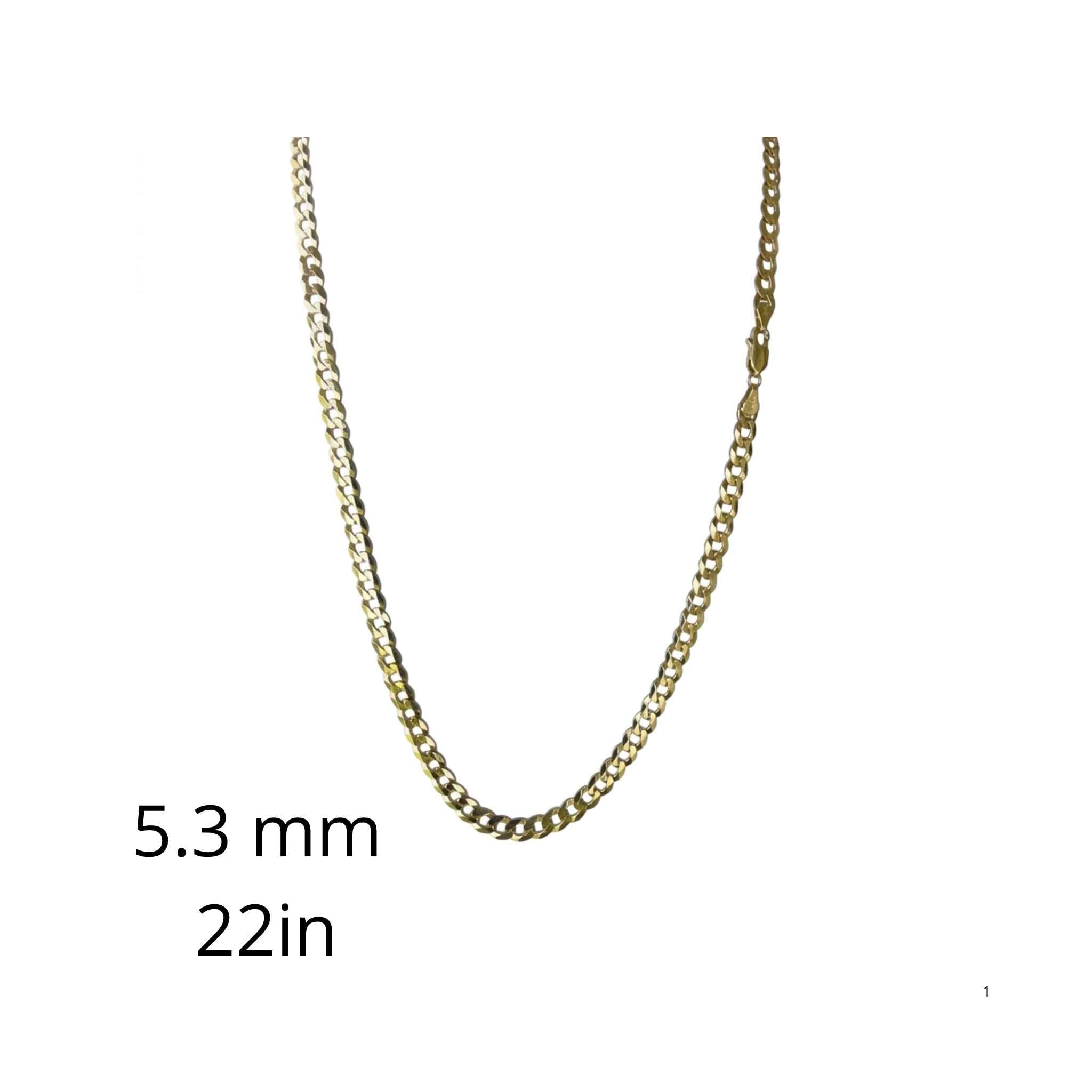 Cadena Cubano-Italiana de oro amarillo 10K de 5.3 mm y 22 pulgadas con acabado pulido, TuOro.