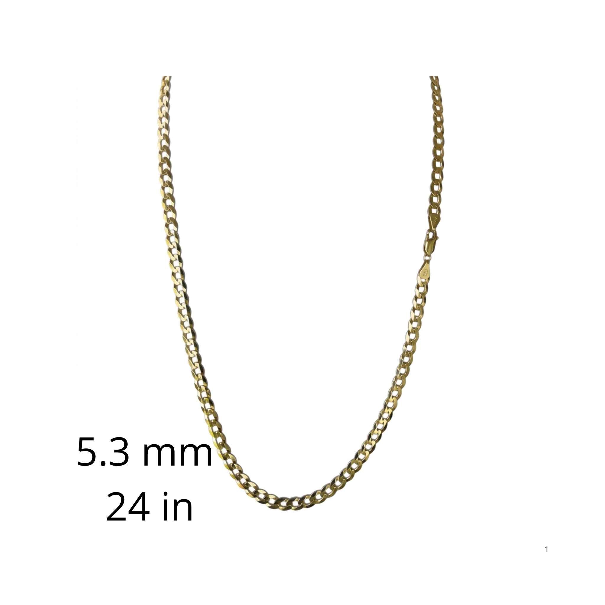 Cadena Cubano-Italiana de oro amarillo 10K de 5.3 mm y 24 pulgadas con cierre langosta, TuOro.