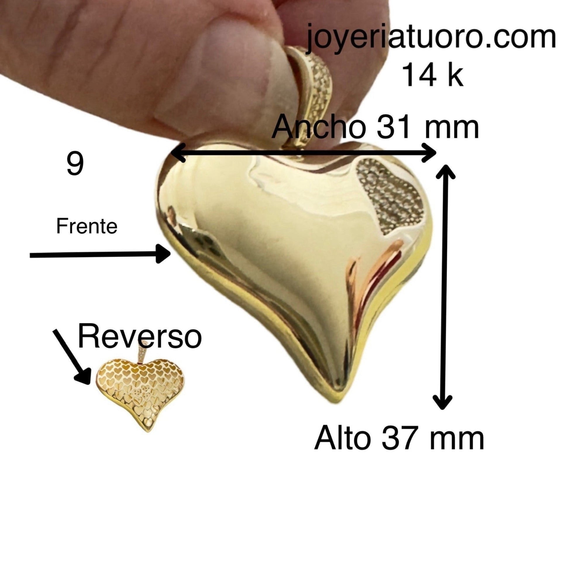 Dijes de corazón oro - Joyería TuOro