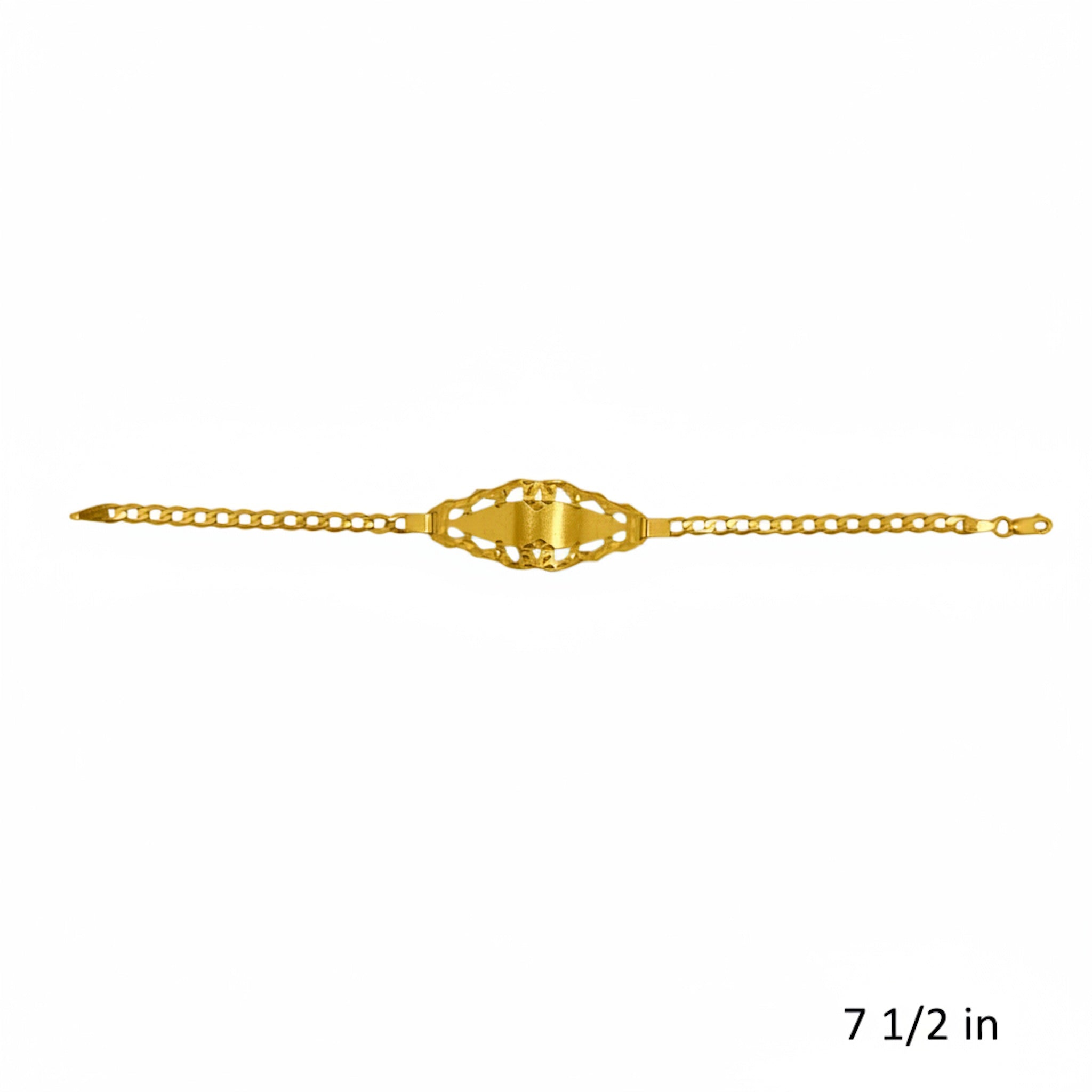 Pulsera Amoro de Oro 10K con placa calada de 4 mm y largo de 7.5 pulgadas — TuOro