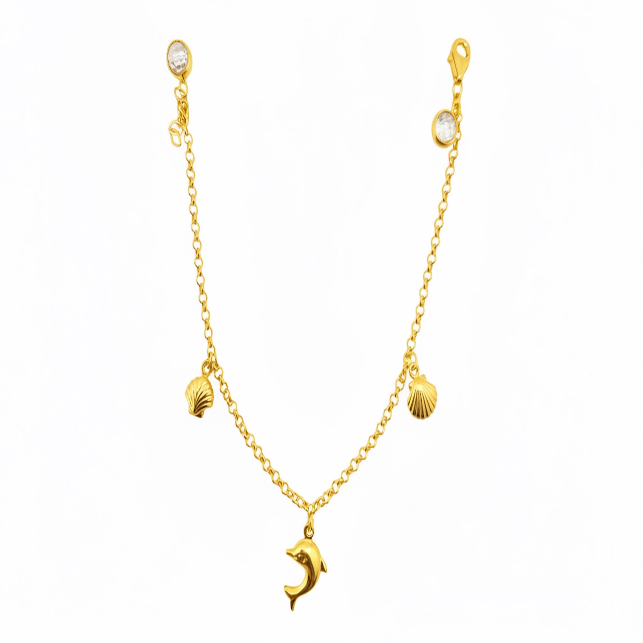 Pulsera marina Rolo en Oro 14K con dijes marinos, diseño delicado con cadena rolo y acabado pulido, joyería fina TuOro.