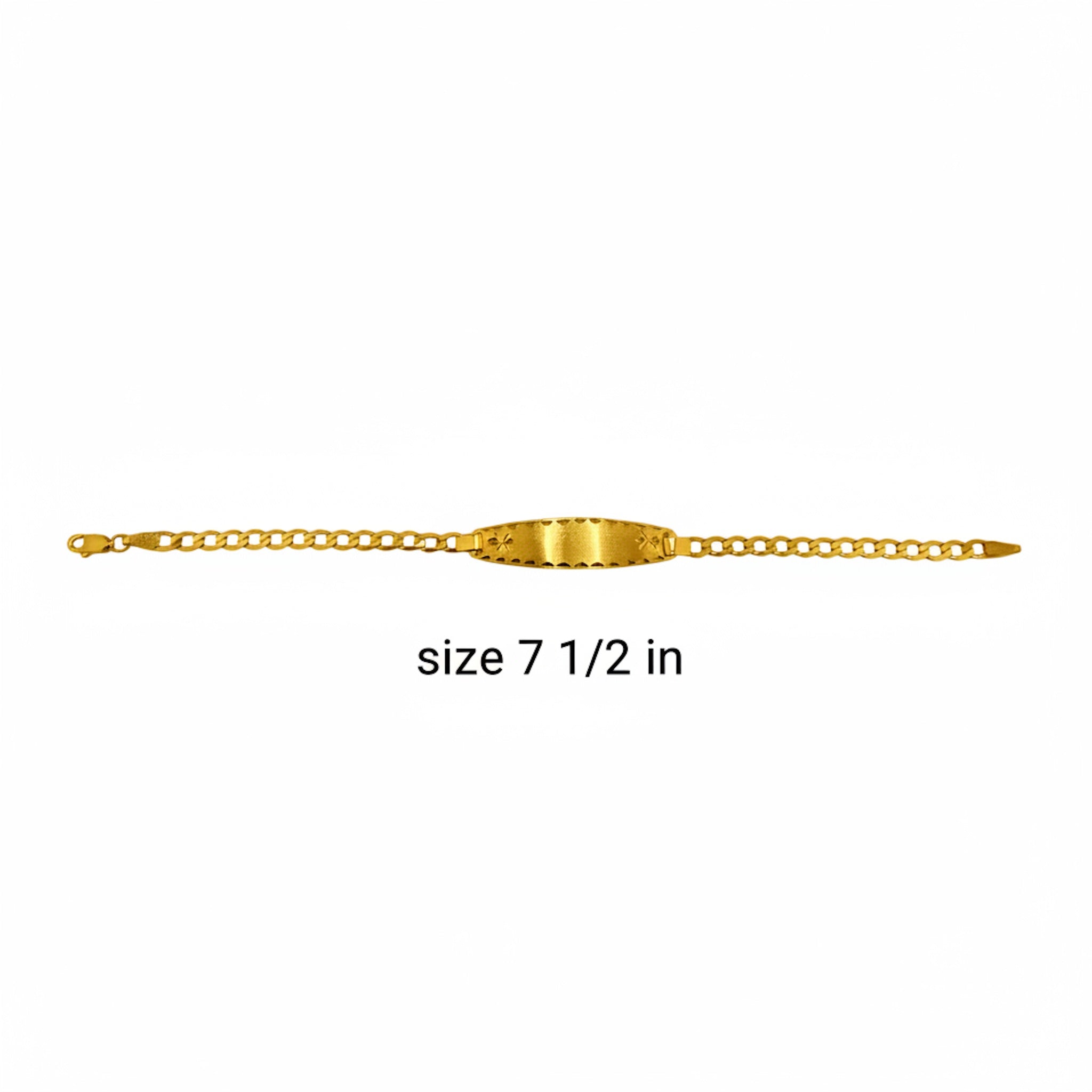 Pulsera de Oro 10K Amoro con placa lisa de 4 mm y largo de 7.5 pulgadas — TuOro