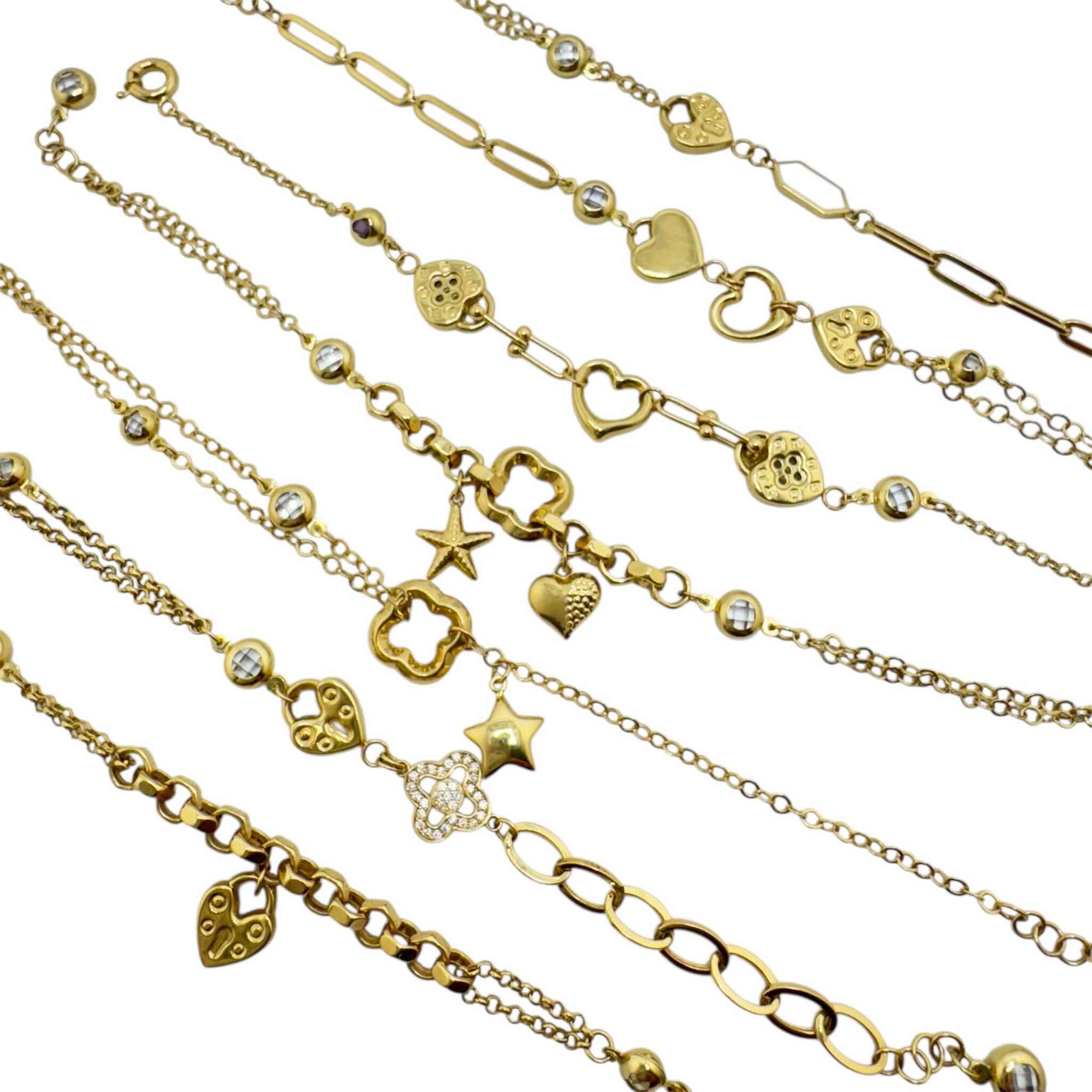 Pulseras de Oro 14K con dijes decorativos en distintos diseños, joyería fina de TuOro
