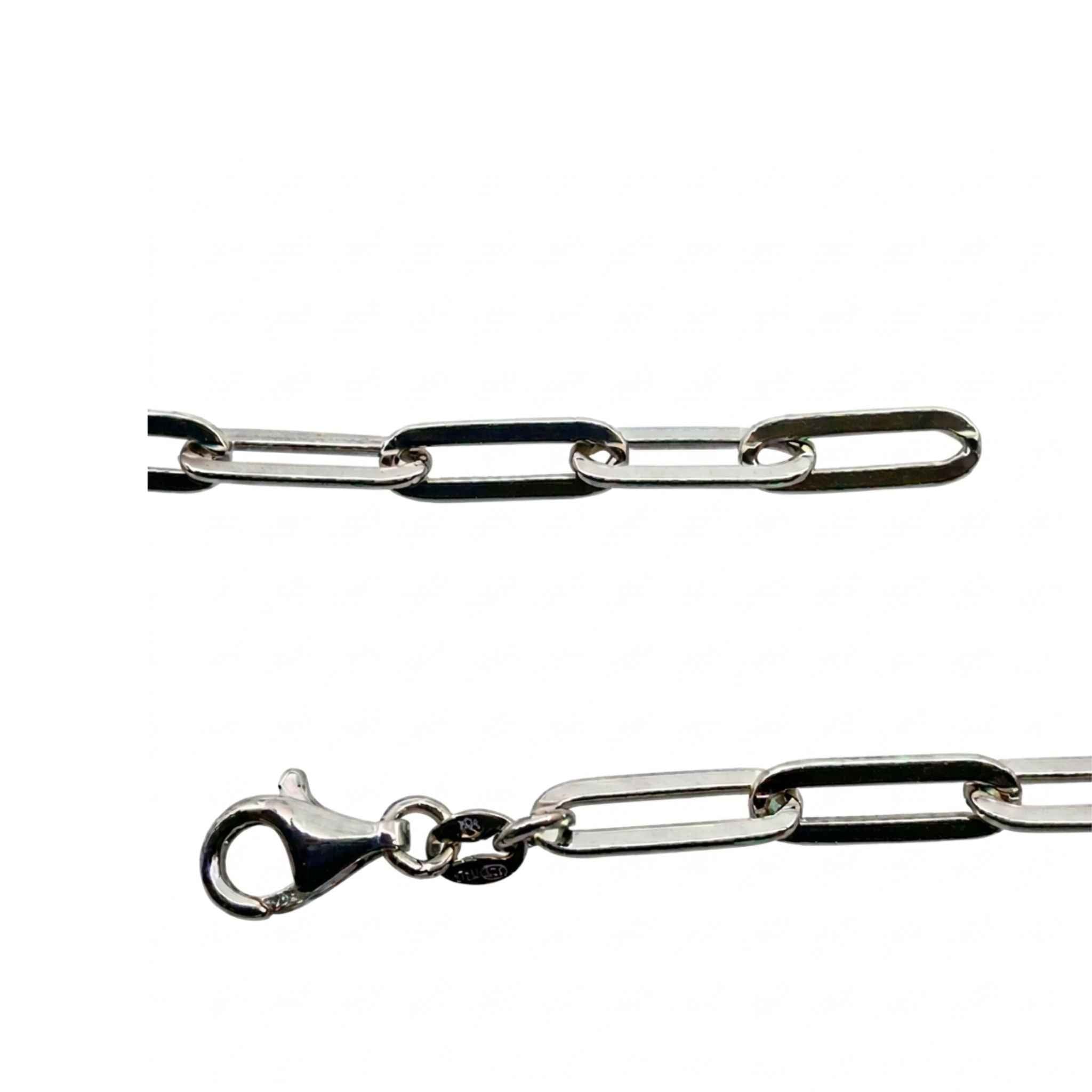 Pulso Paperclip con rodio de Plata 925 de 4.7 mm de TuOro con cierre grande y detalle brillante.