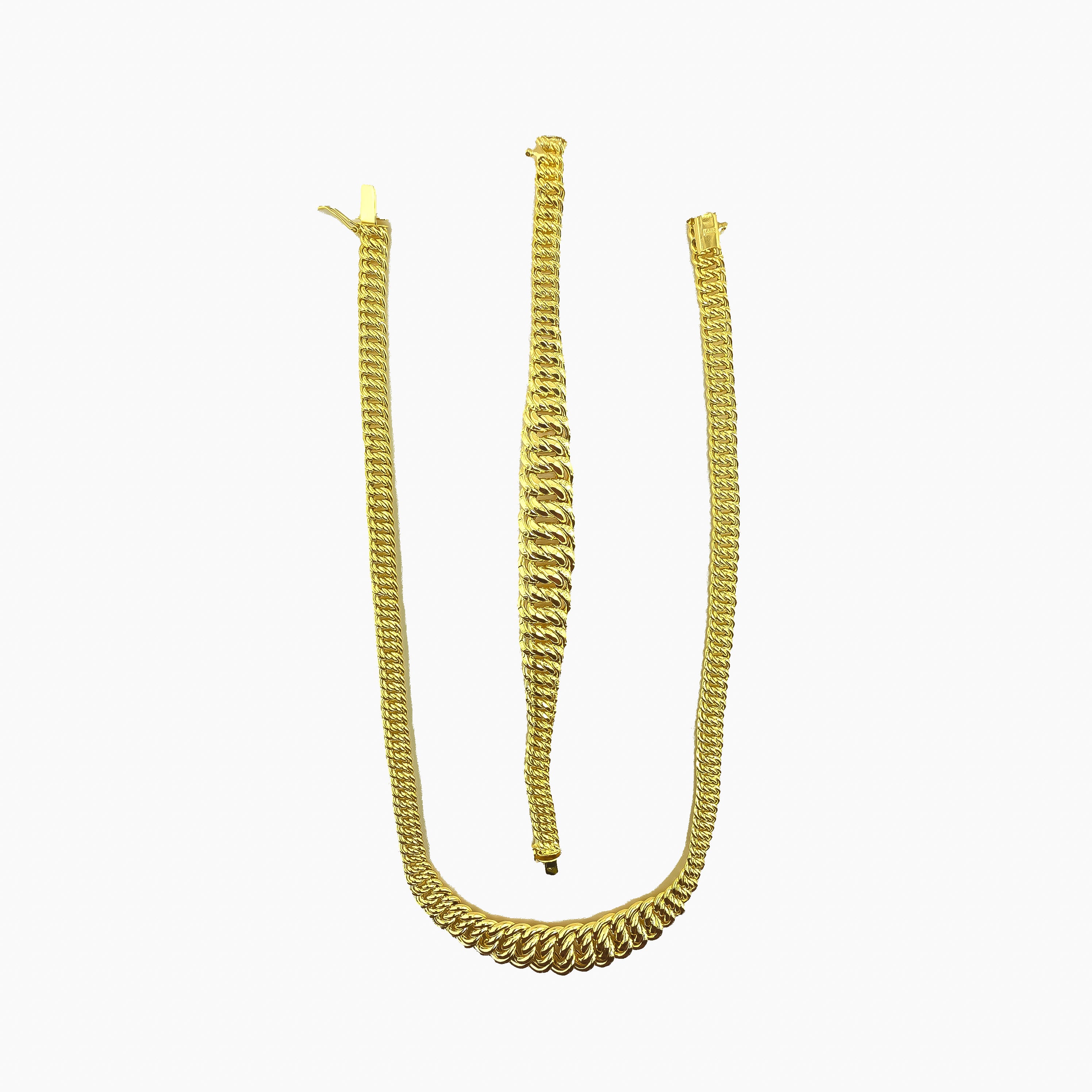 Conjunto de Gargantilla y Pulsera, Corte Princesa, Oro 14K